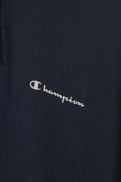 Champion Men S Sweatshirt Navy Zip Neck Cotton Hoodie Collar Vintage Top