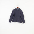 High Technical Men M Fleece Navy Full Zipper Collar Vintage Top