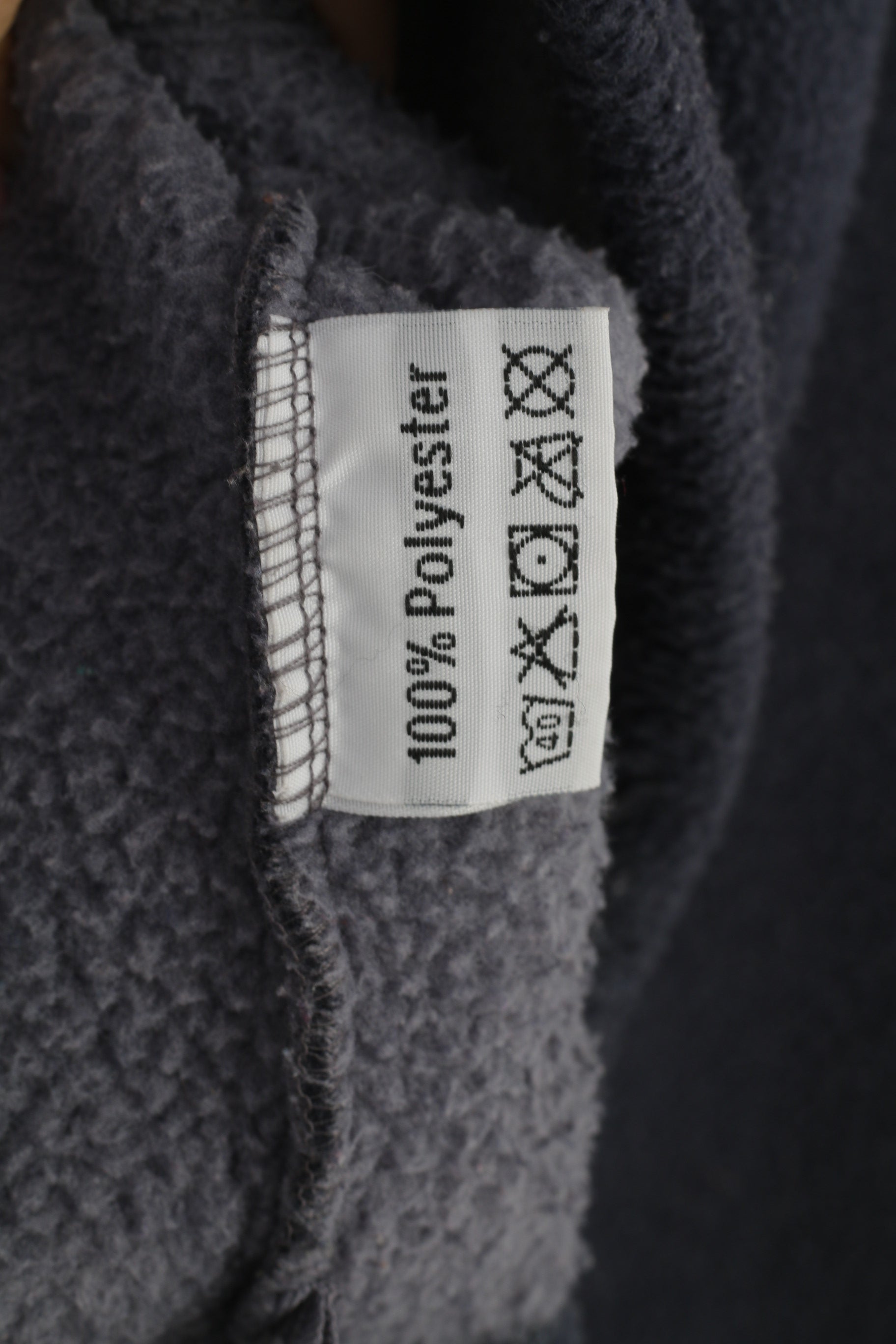High Technical Men M Fleece Navy Full Zipper Collar Vintage Top