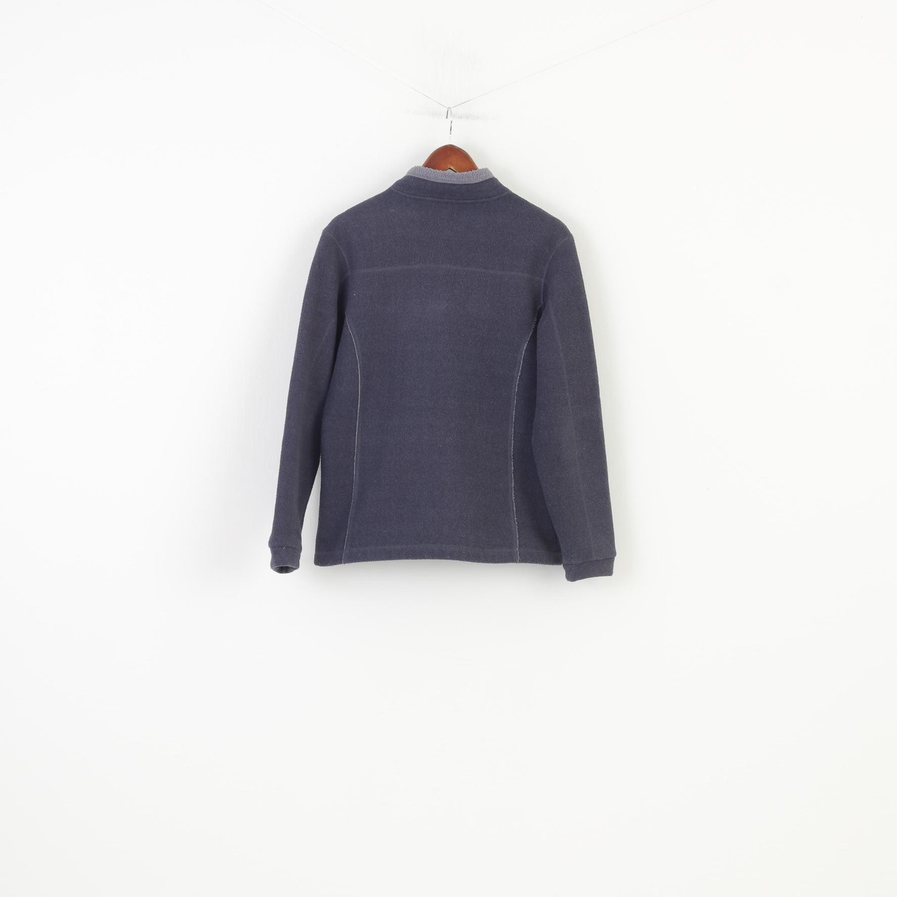 High Technical Men M Fleece Navy Full Zipper Collar Vintage Top