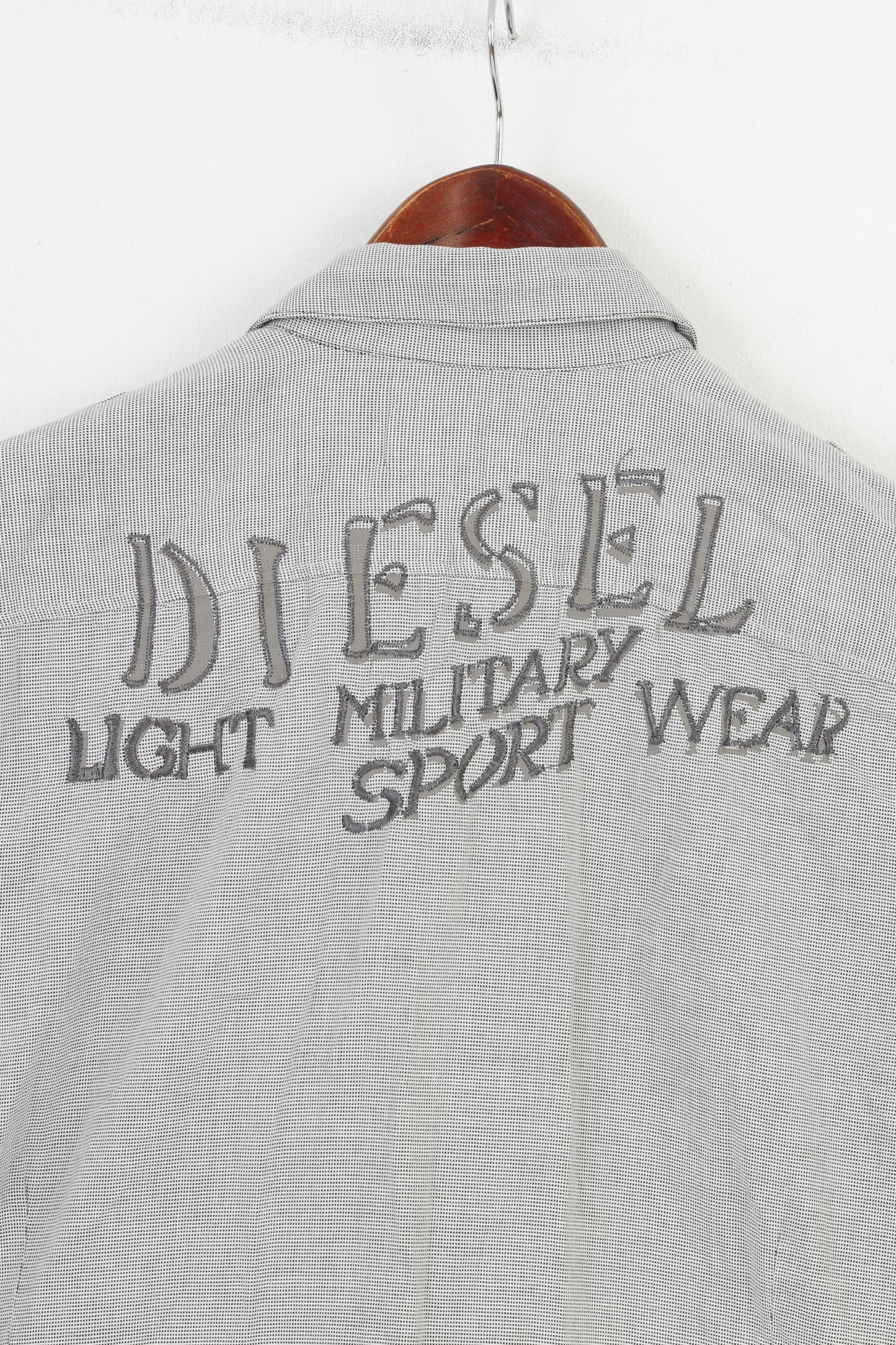 Diesel Uomo M Camicia casual Top in cotone a maniche corte con fondo a quadretti bianco nero