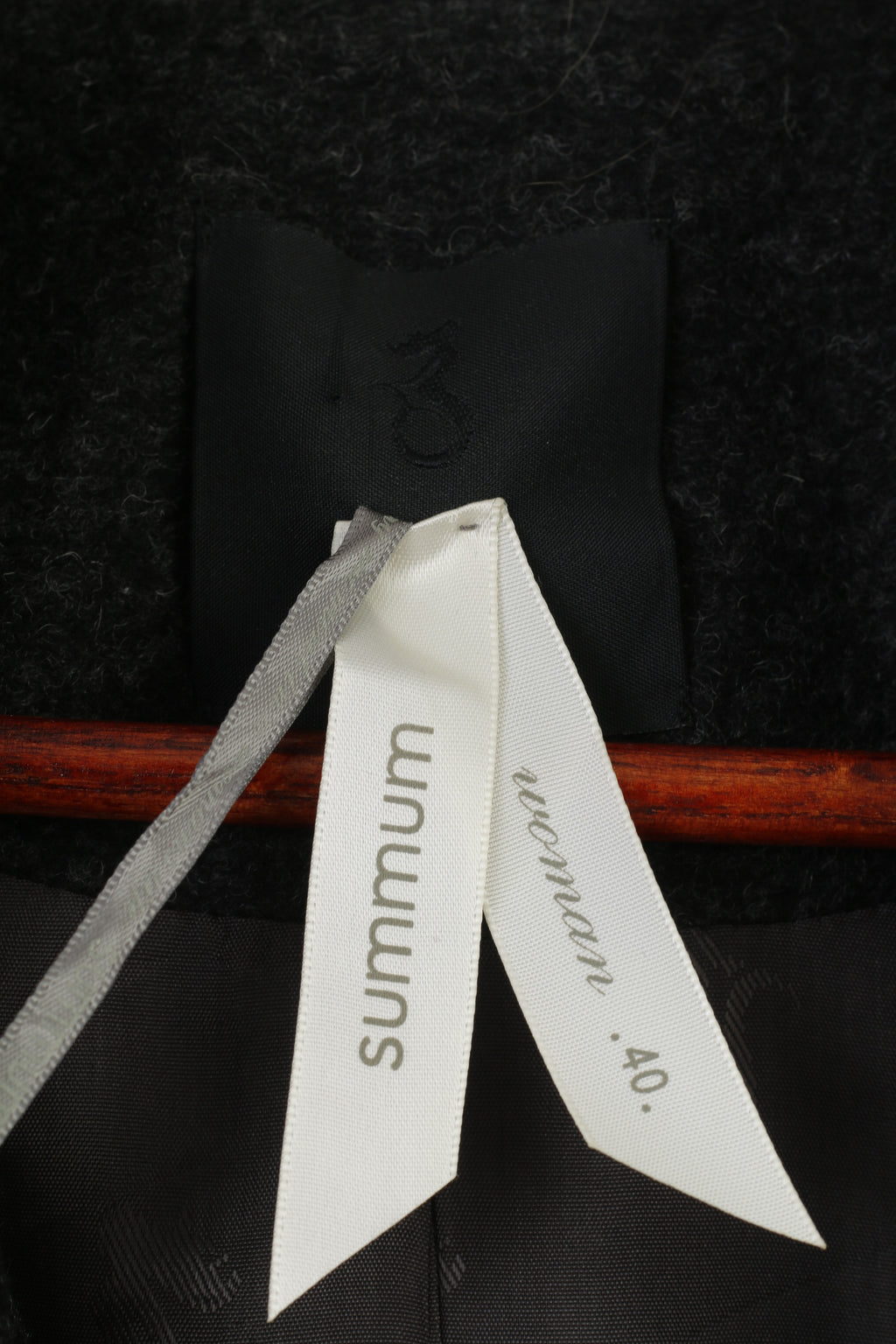 Summum Woman 40 M Jacket Charcoal Bottoms Collar Wool Shoulder Pads Blazer Vintage Top