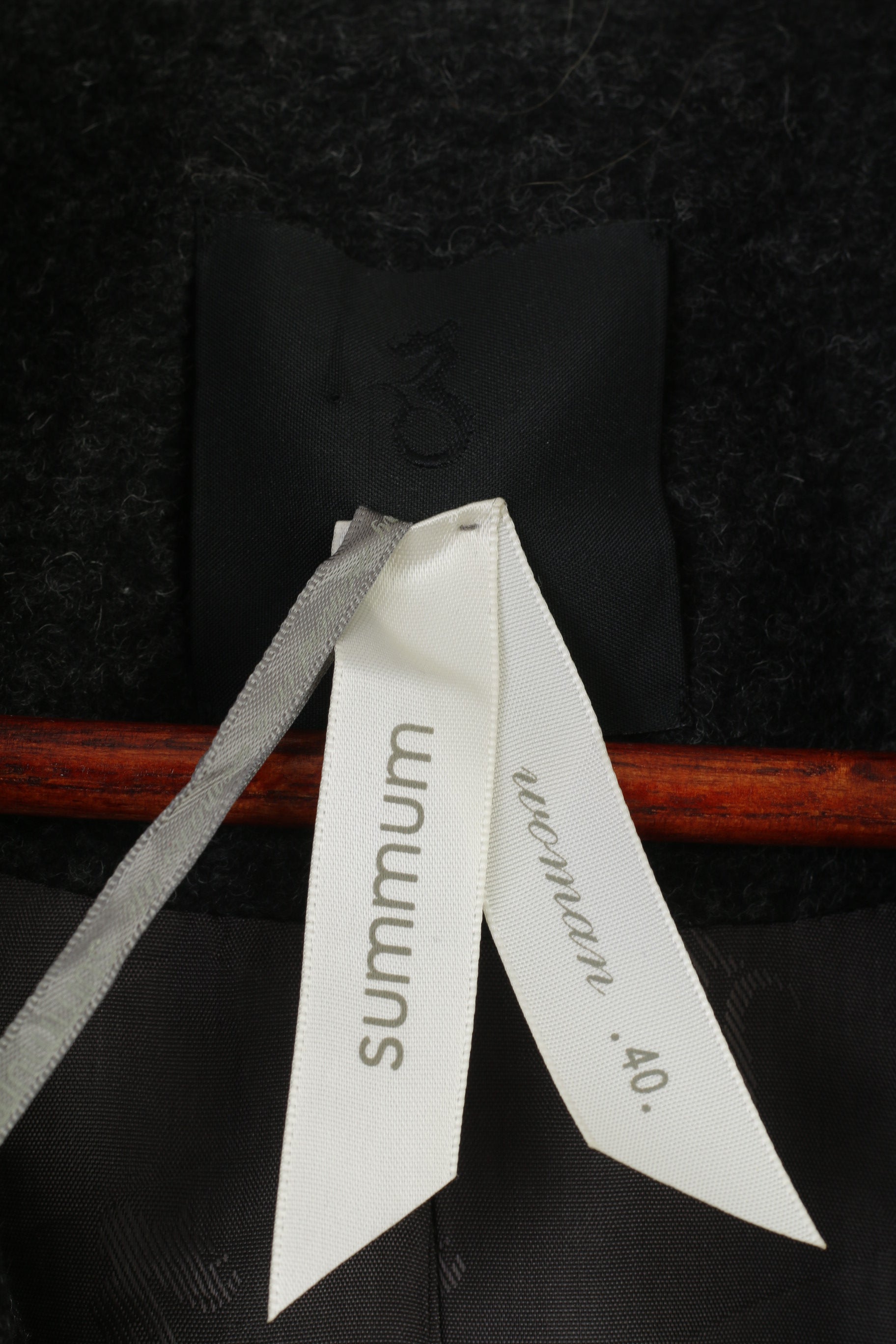 Summum Woman 40 M Jacket Charcoal Bottoms Collar Wool Shoulder Pads Blazer Vintage Top