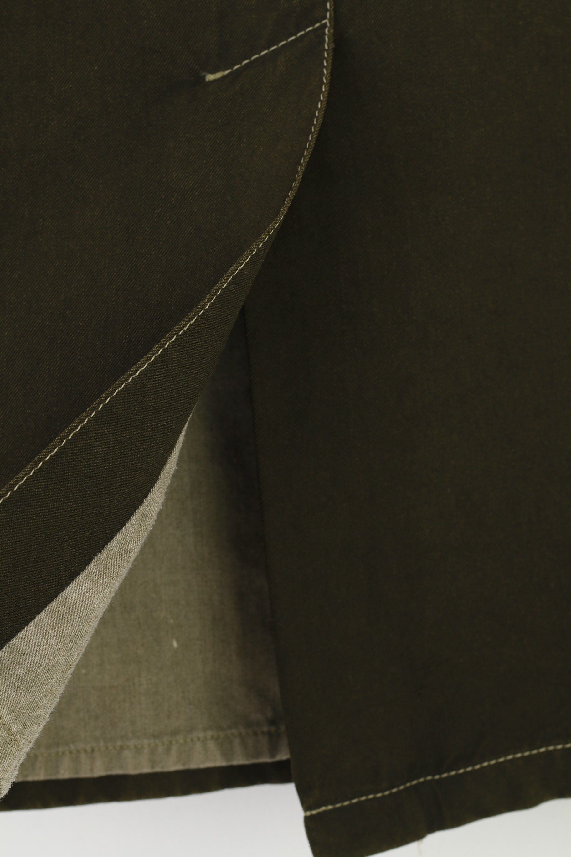 Prada Femme 42 L Jupe Kaki Zipper Midi Poches Laine vintage