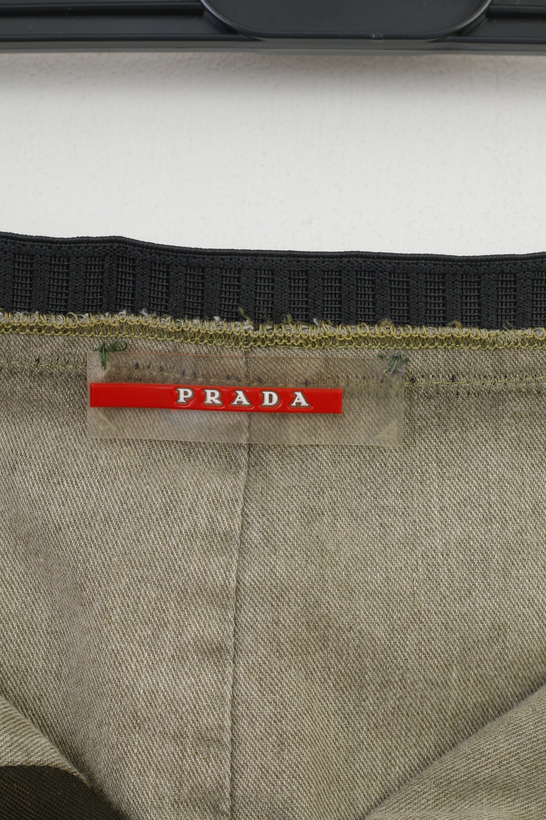 Prada Femme 42 L Jupe Kaki Zipper Midi Poches Laine vintage