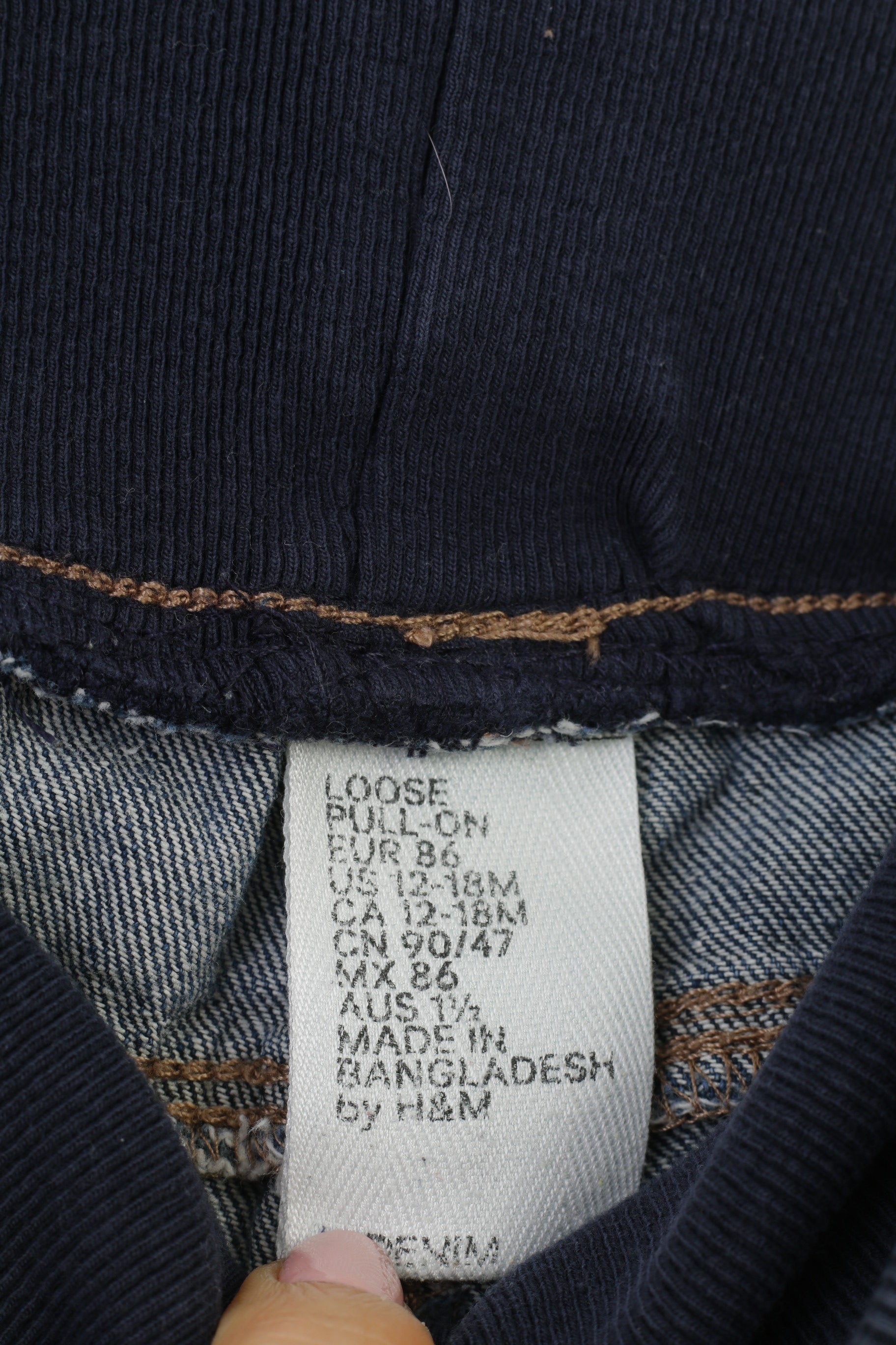 H&M Girls 12-18 M Trousers Jeans Blue Cotton Jogger Pants