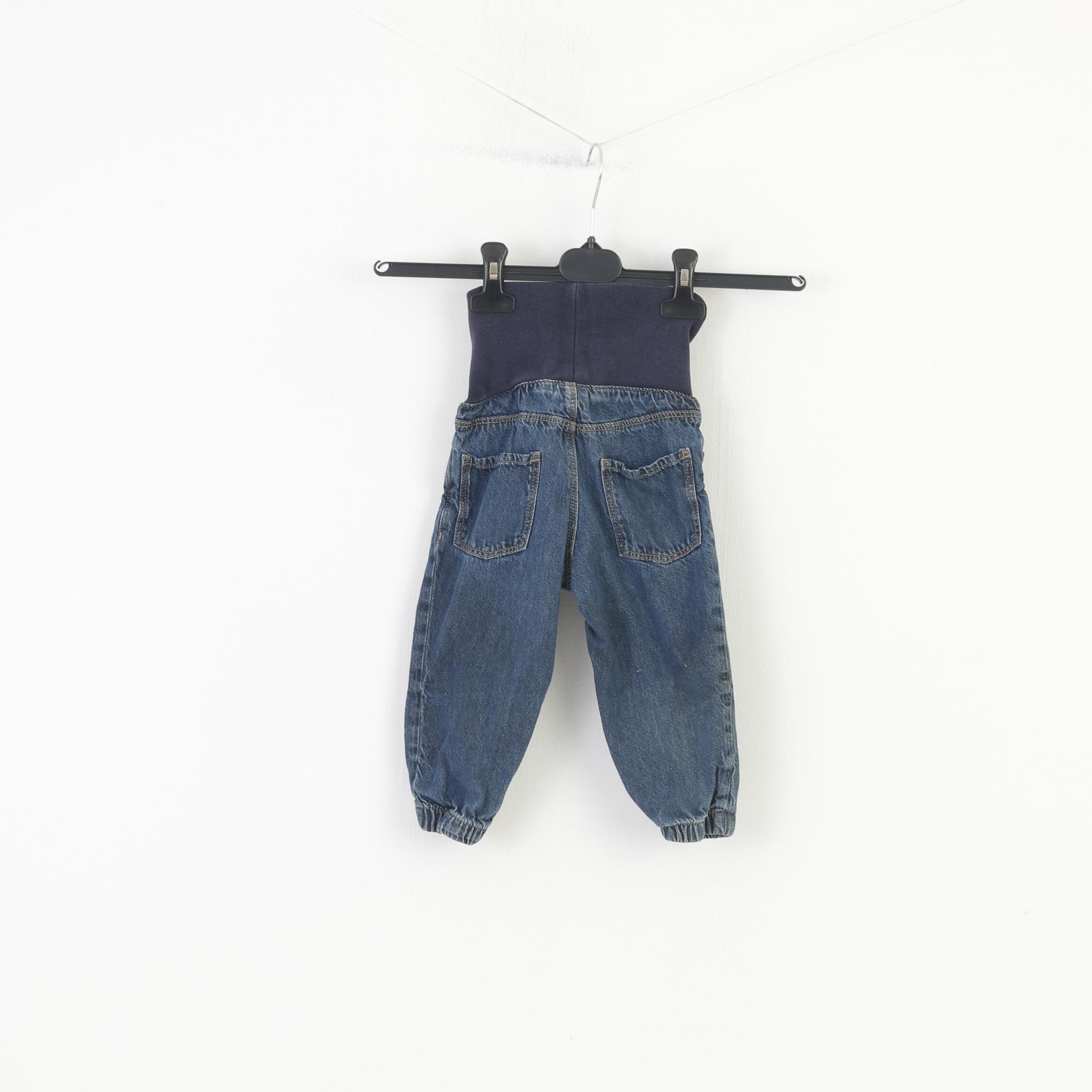 H&M Girls 12-18 M Trousers Jeans Blue Cotton Jogger Pants