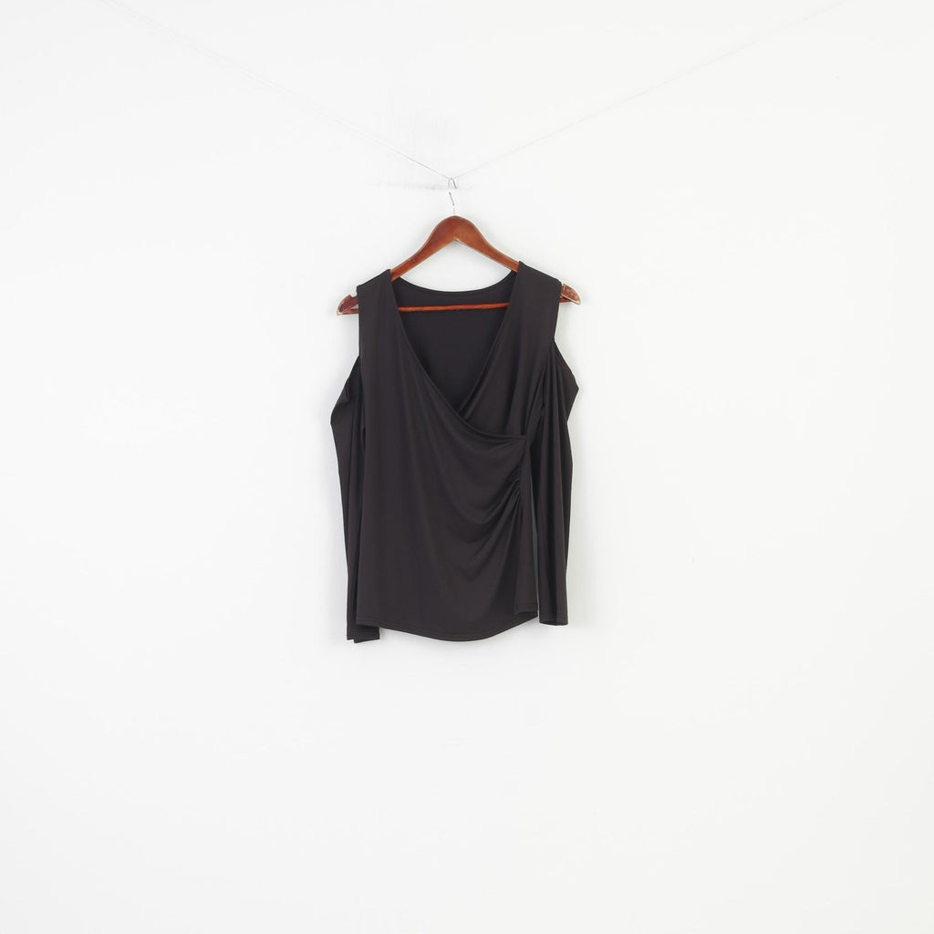 Vintage Woman XXL Shirts Long Sleeve Polyester Bare Shoulders Creases Top