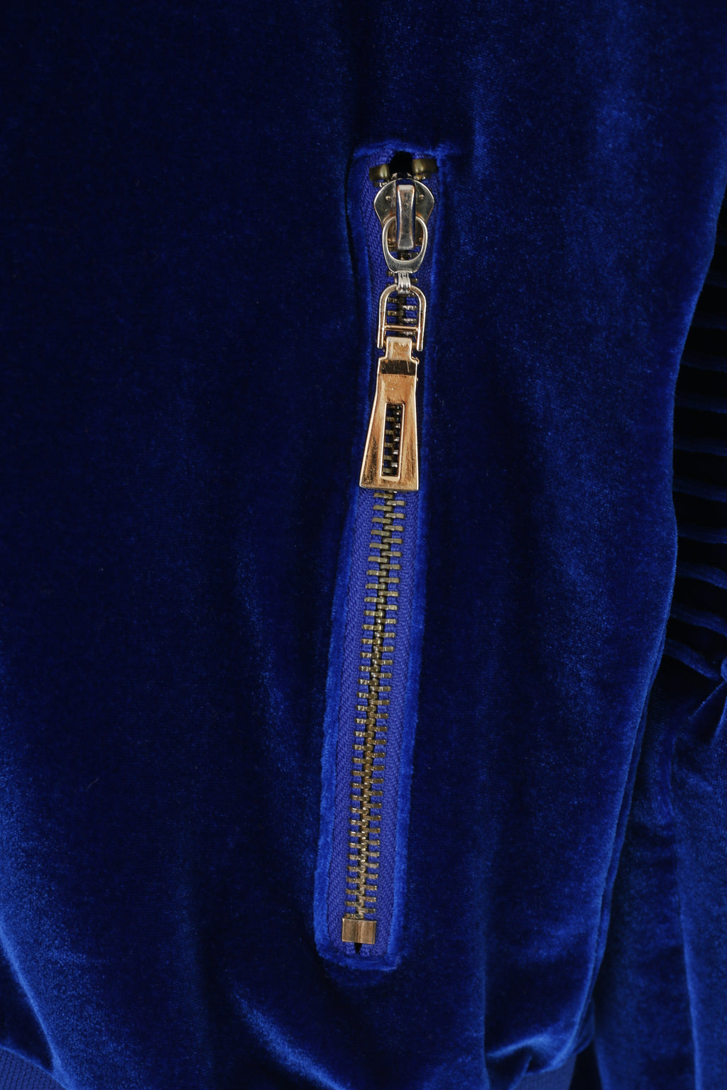 Velvet Woman L Sweatshirt Navy Full Zipper Soft Vintage Hoodie Collar Top