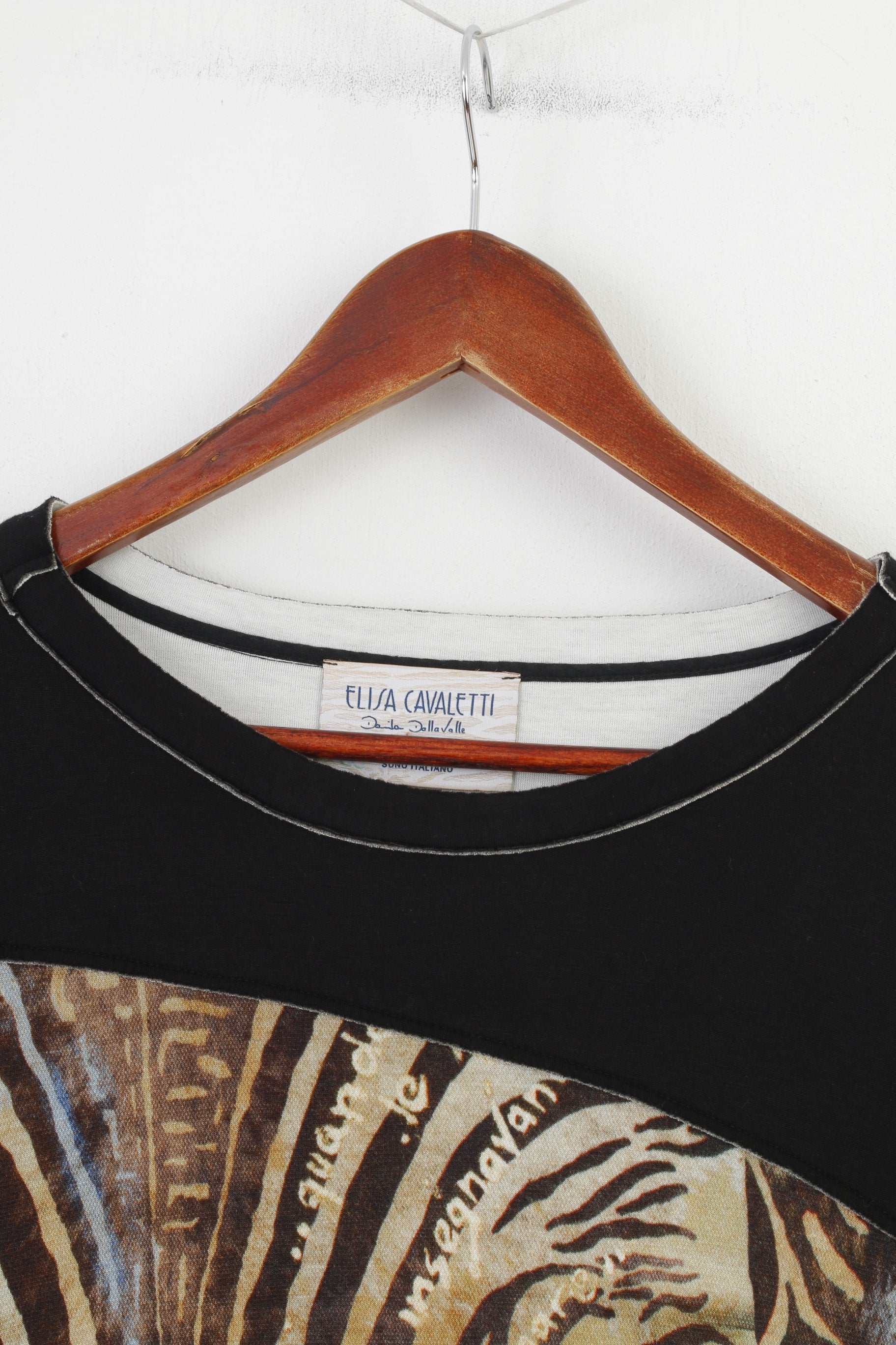 Elisa Cavaletti Woman XXL Dress Black Viscosa Animal Print Geometric Oversize Long Sleeve