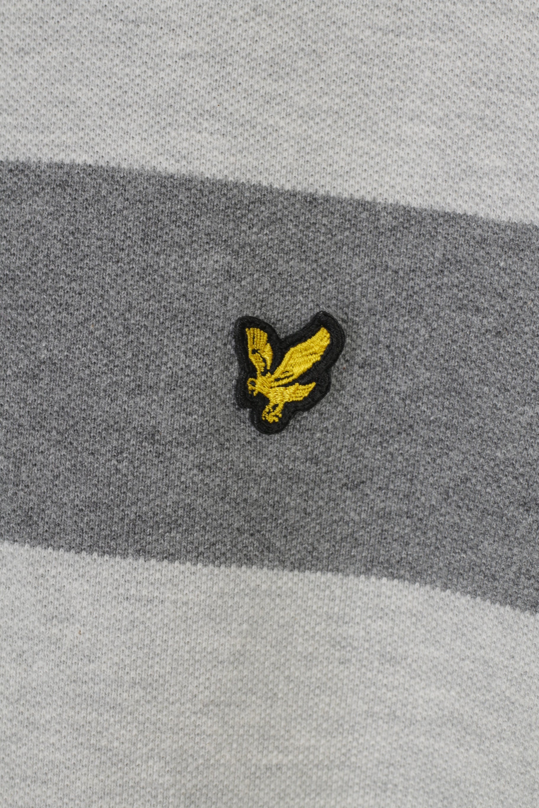Lyle &amp; Scott Polo da uomo L Polo scozzese a maniche lunghe a righe grigie con colletto in cotone