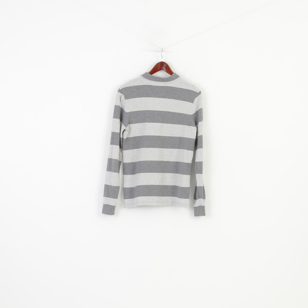 Lyle &amp; Scott Polo da uomo L Polo scozzese a maniche lunghe a righe grigie con colletto in cotone