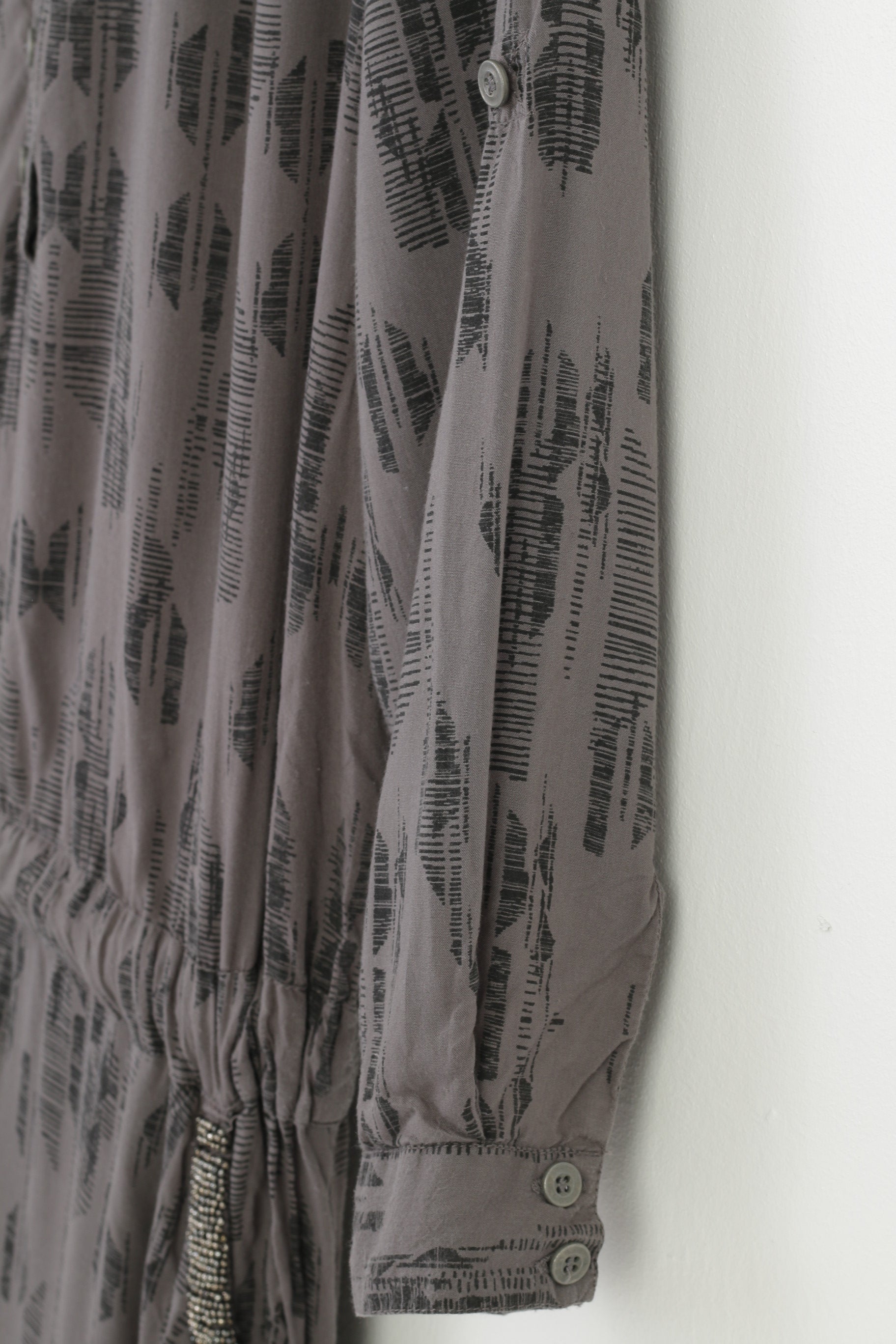 Denim Hunter Woman 38 M Jumpsuit Viscose Grey Long Sleeve Bottoms Elastic Waist V Neck Vintage Top