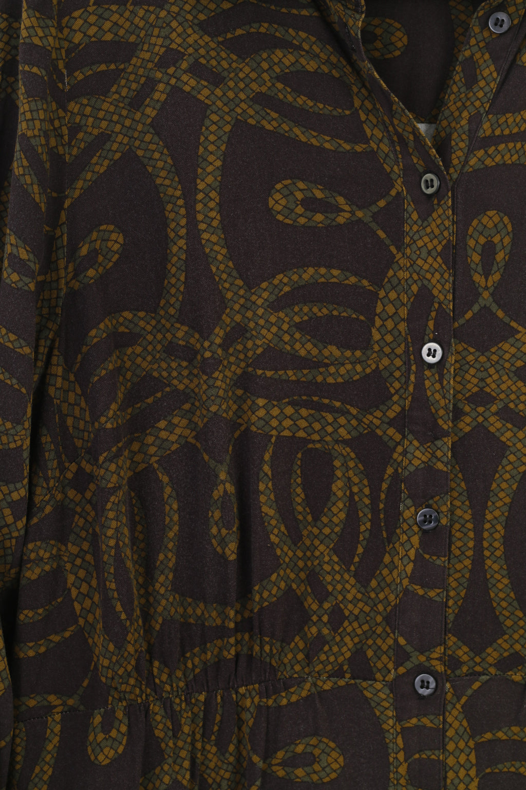 H&M Woman 42 L Maxi Dress BlackViscosa Geometric Print Long Sleeve Collar Viscosa Vintage