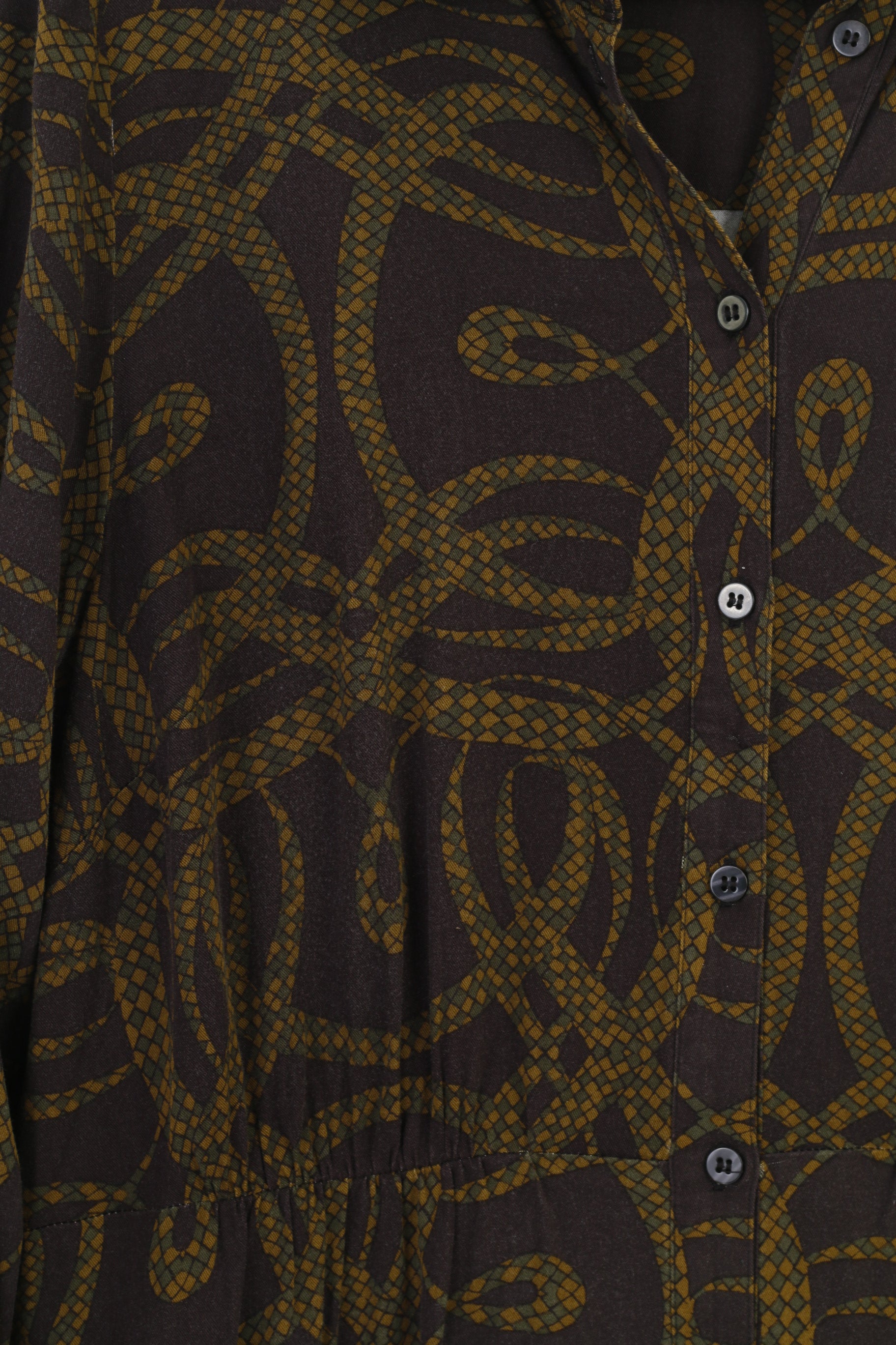 H&M Woman 42 L Maxi Dress BlackViscosa Geometric Print Long Sleeve Collar Viscosa Vintage