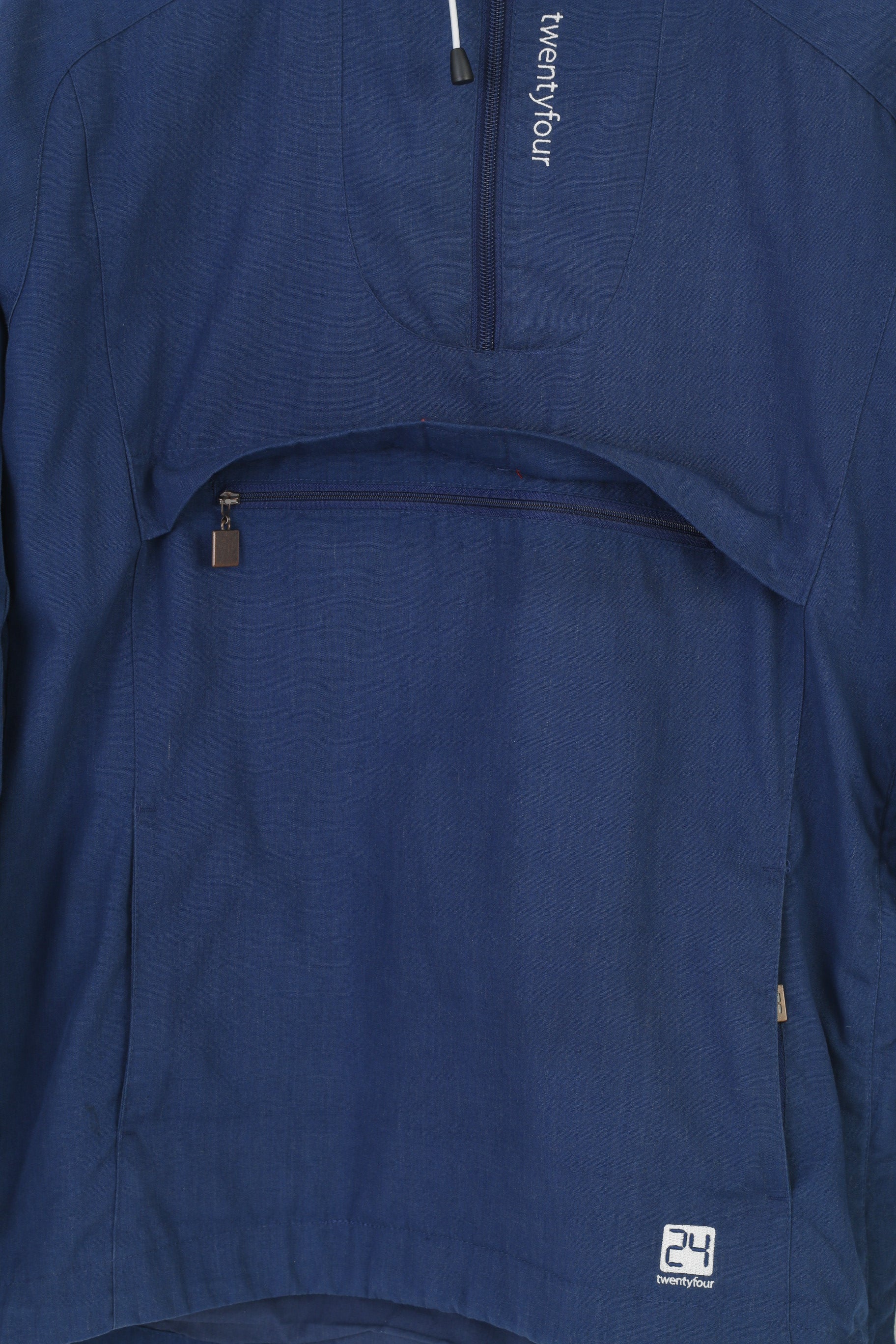 Twenty Four Woman 36 S Jacket Zip Neck Navy Hood Pockets Zipper On The Side Vintage Top