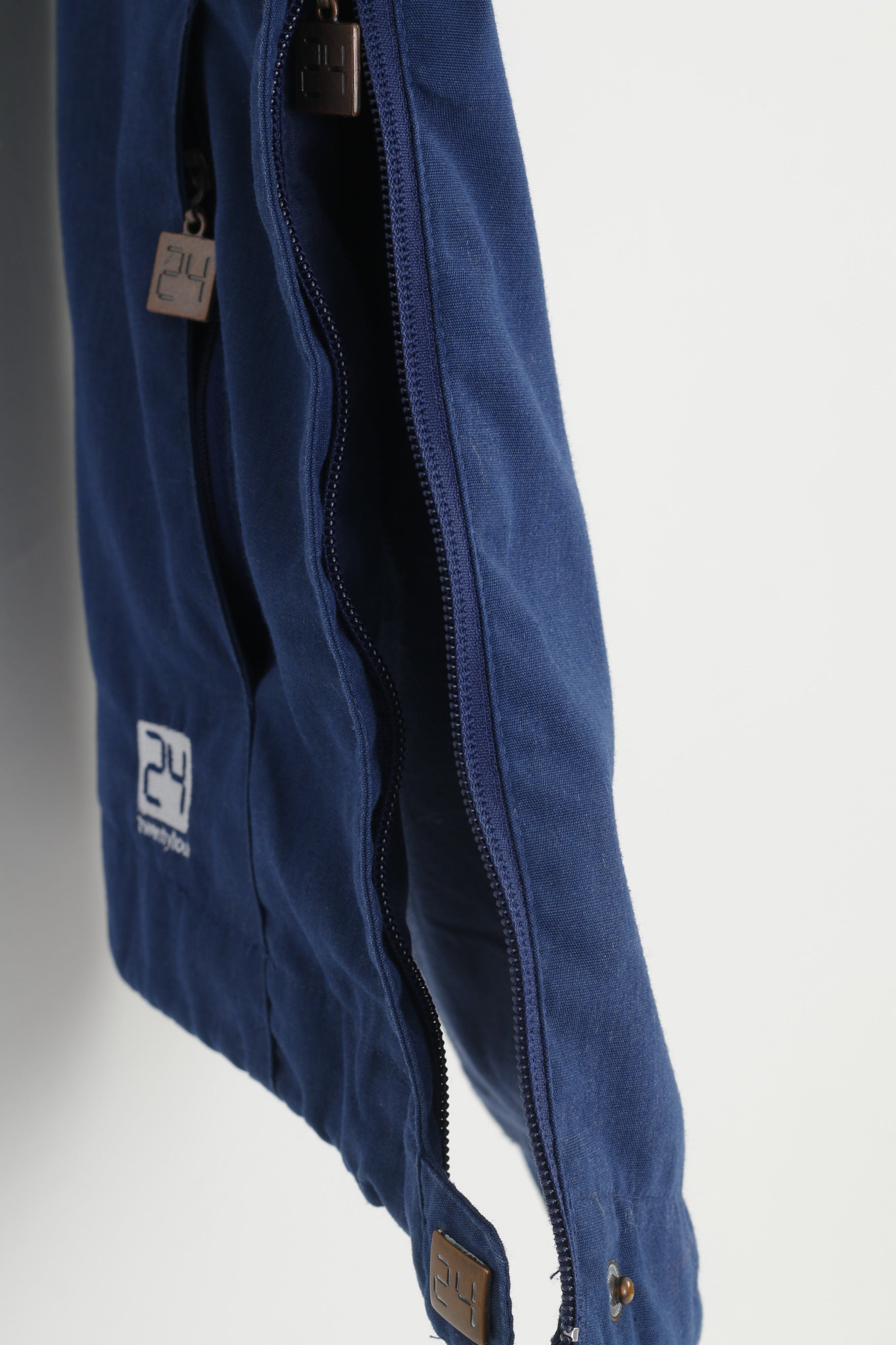 Twenty Four Woman 36 S Jacket Zip Neck Navy Hood Pockets Zipper On The Side Vintage Top