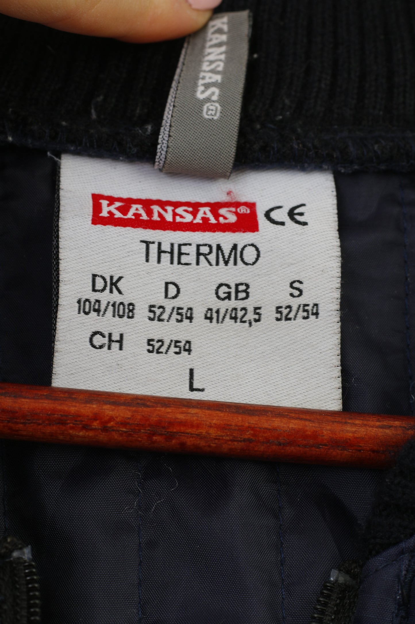 Kansas Hommes L Survêtement Marine Thermo Fermeture Éclair Complète Rembourré Polyester 2 Pièces Vintage