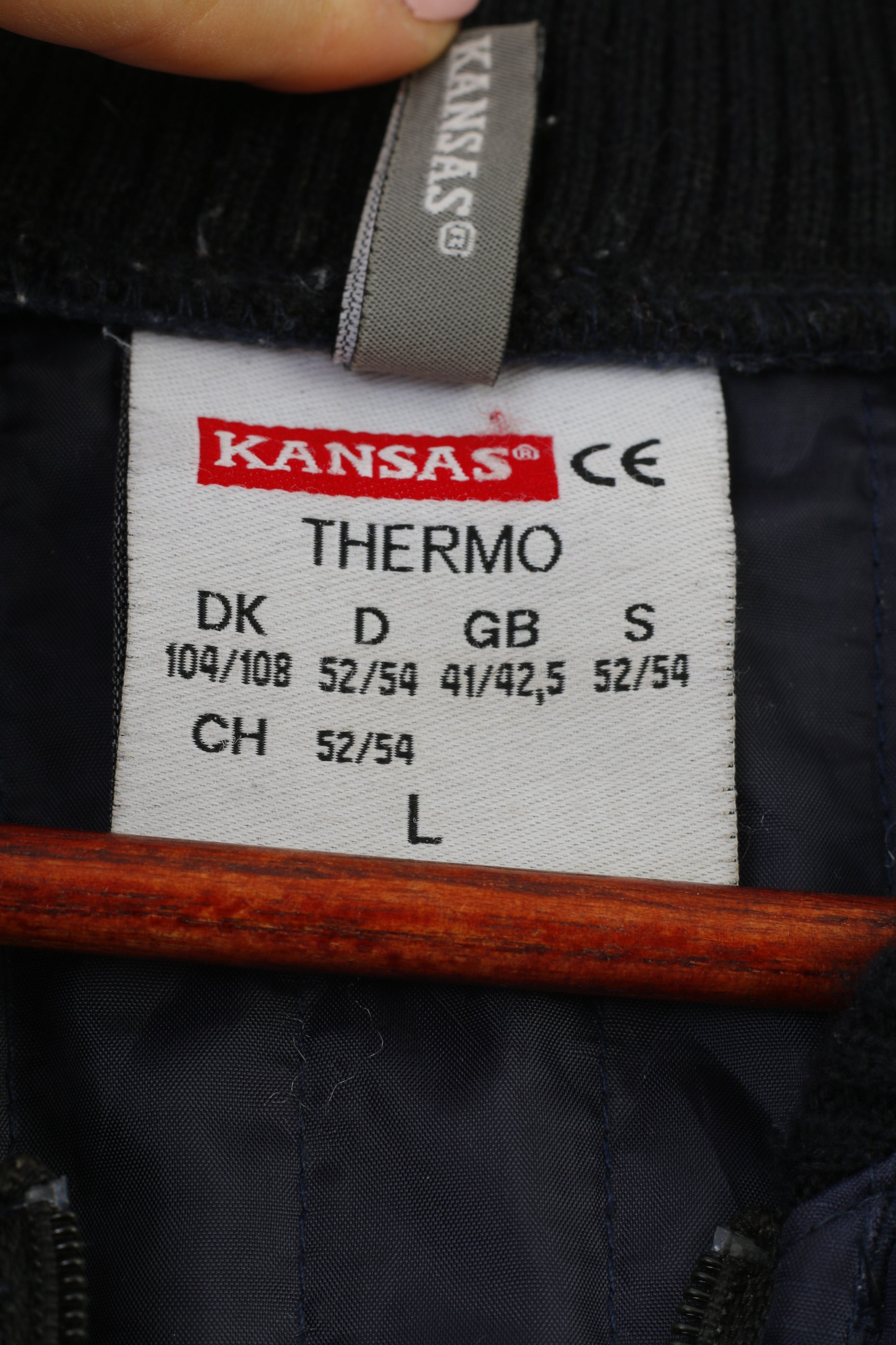 Kansas Men L Tracksuit Navy Thermo Full Zipper Padded Polyester 2 Piece Vintage