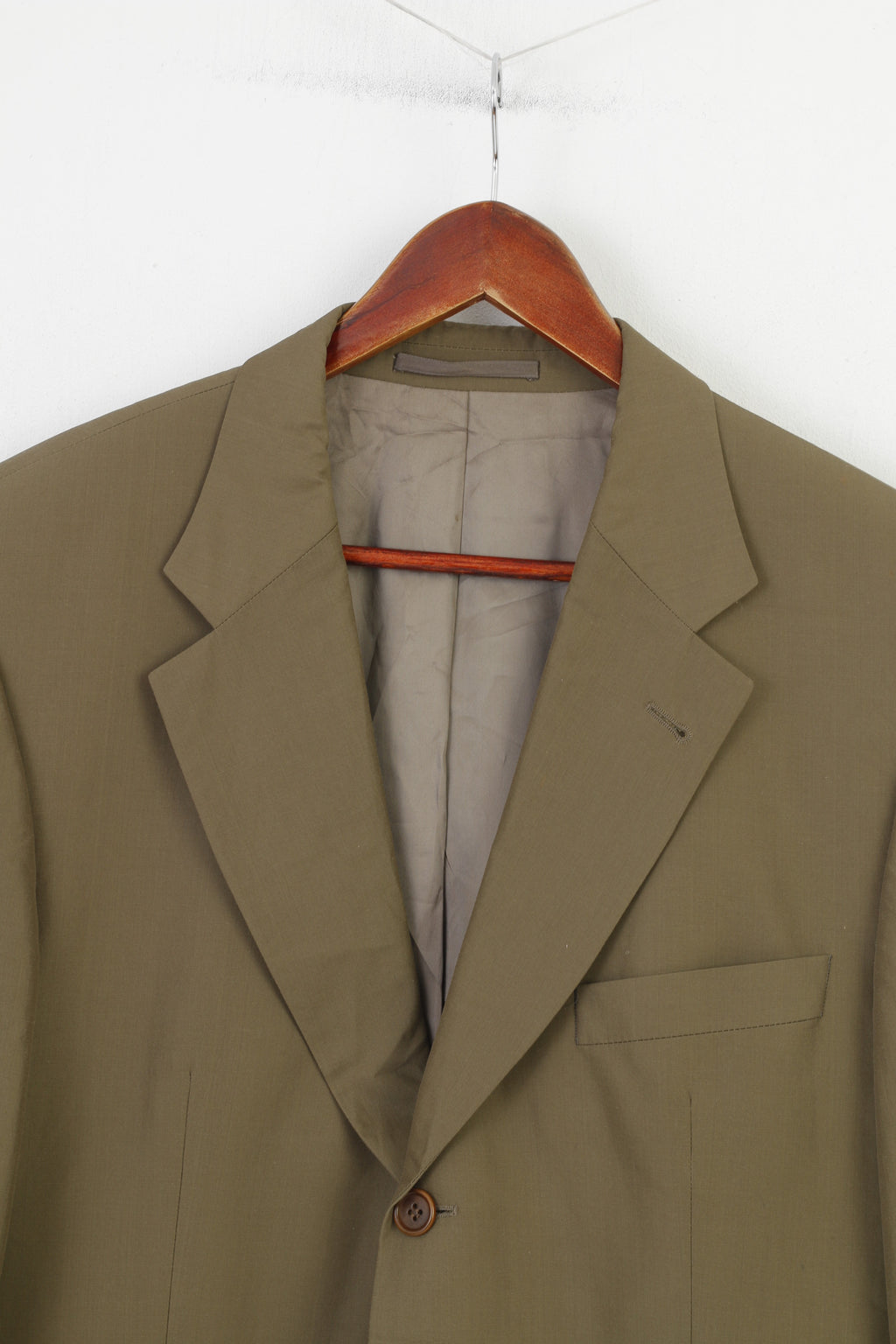 Hugo Boss Hommes 54 44 Blazer Vert Cupro Coton Simple Boutonnage Veste Vintage Classique