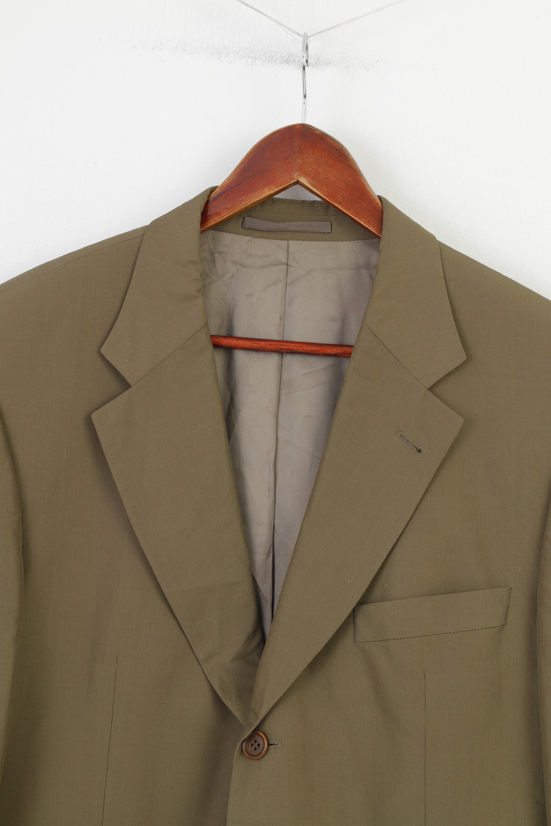 Hugo Boss Hommes 54 44 Blazer Vert Cupro Coton Simple Boutonnage Veste Vintage Classique