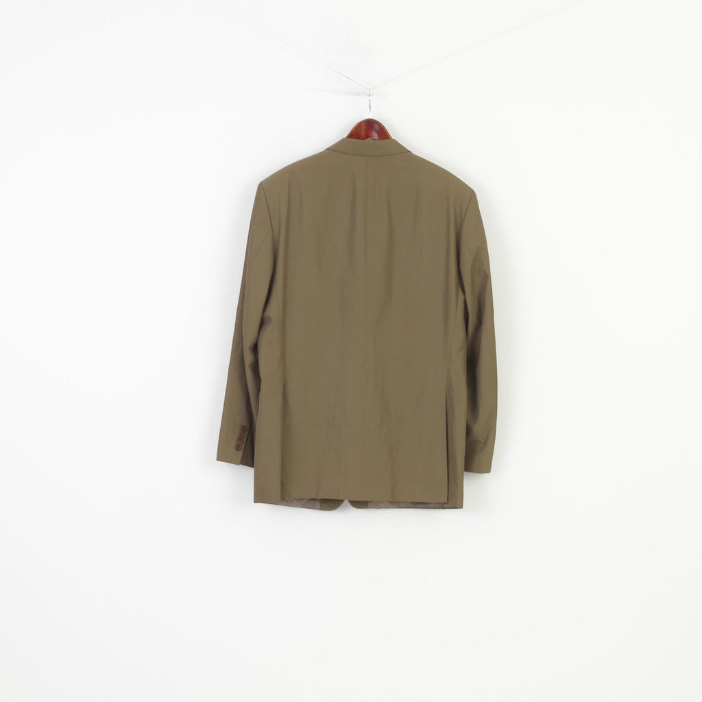 Hugo Boss Hommes 54 44 Blazer Vert Cupro Coton Simple Boutonnage Veste Vintage Classique