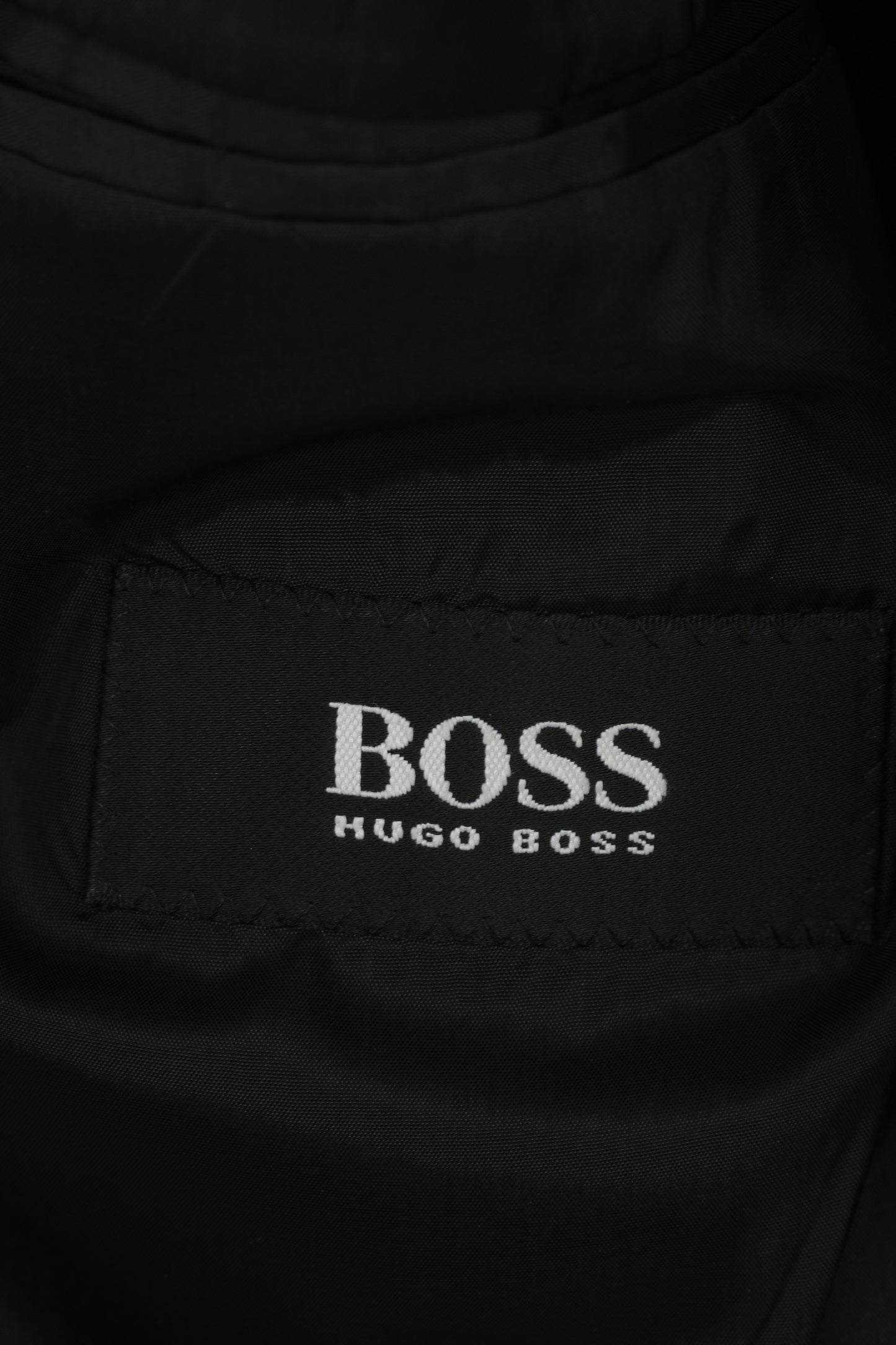 Hugo Boss Hommes 46 Blazer Noir Boutonnage Bas Veste En Laine Élégante