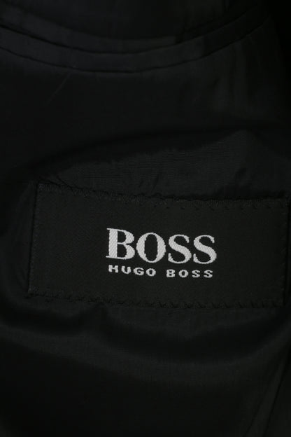 Hugo Boss Hommes 46 Blazer Noir Boutonnage Bas Veste En Laine Élégante