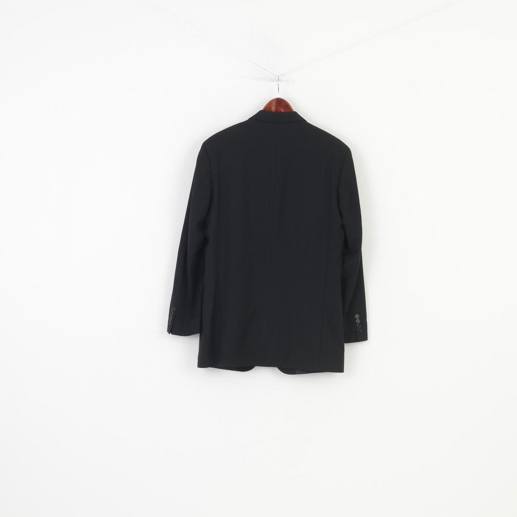 Hugo Boss Men 46 Blazer Black Breasted Bottoms Elegant Wool Jacket