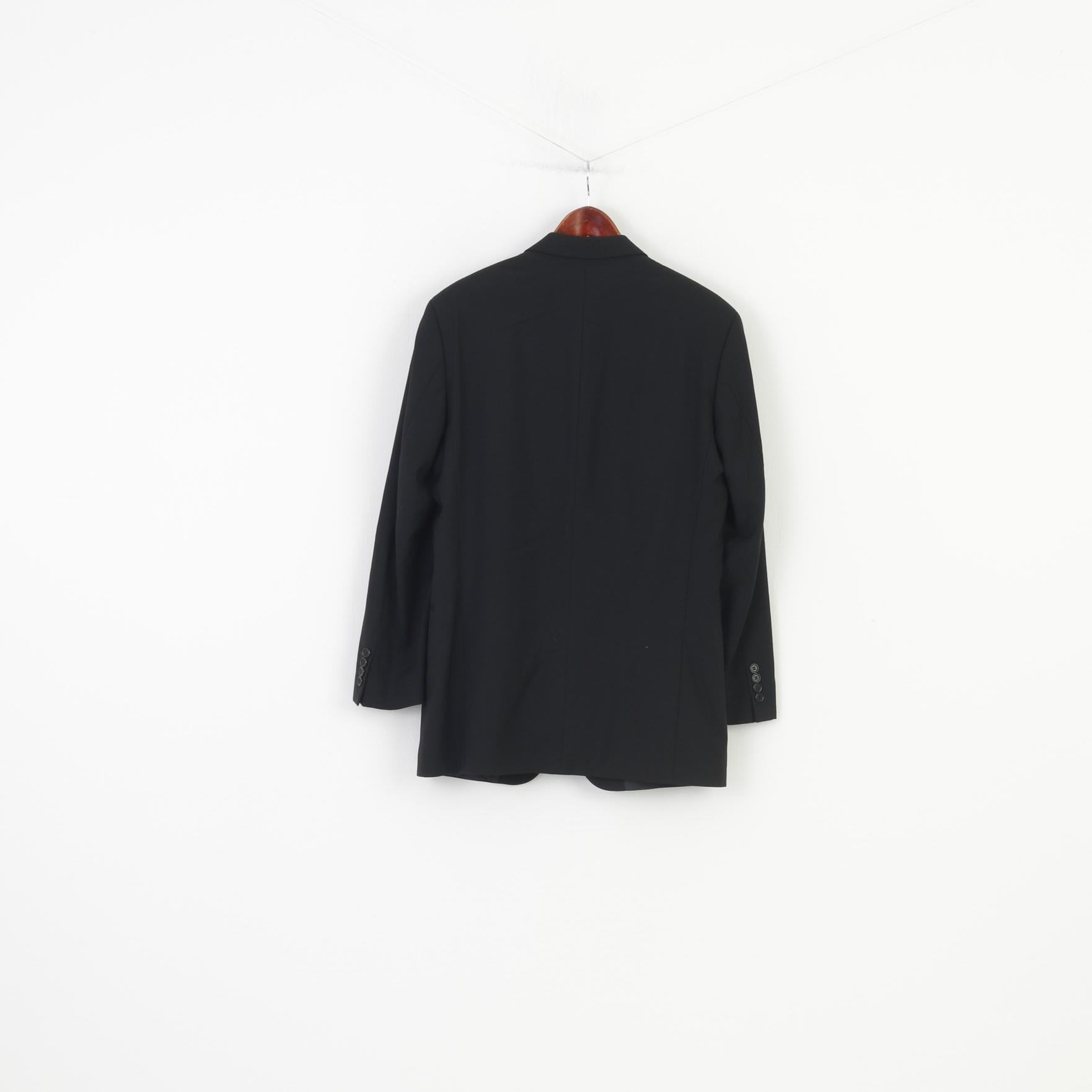 Hugo Boss Men 46 Blazer Black Breasted Bottoms Elegant Wool Jacket