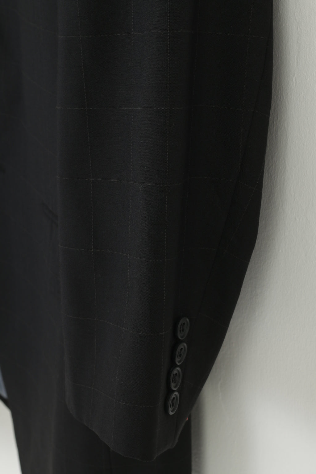 Jaeger Men 48 38 Blazer Black Checkered Wool Vintage Single Breasted Jacket