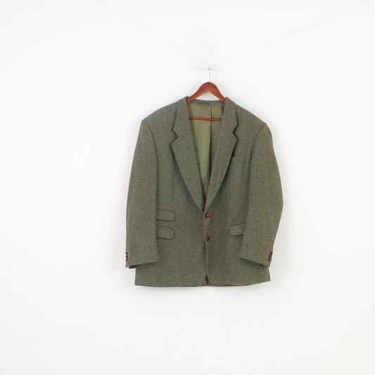 Kruger Men XXL Blazer Green Wool Breasted Elegant Vintage Konen Atelier Torino Jacket