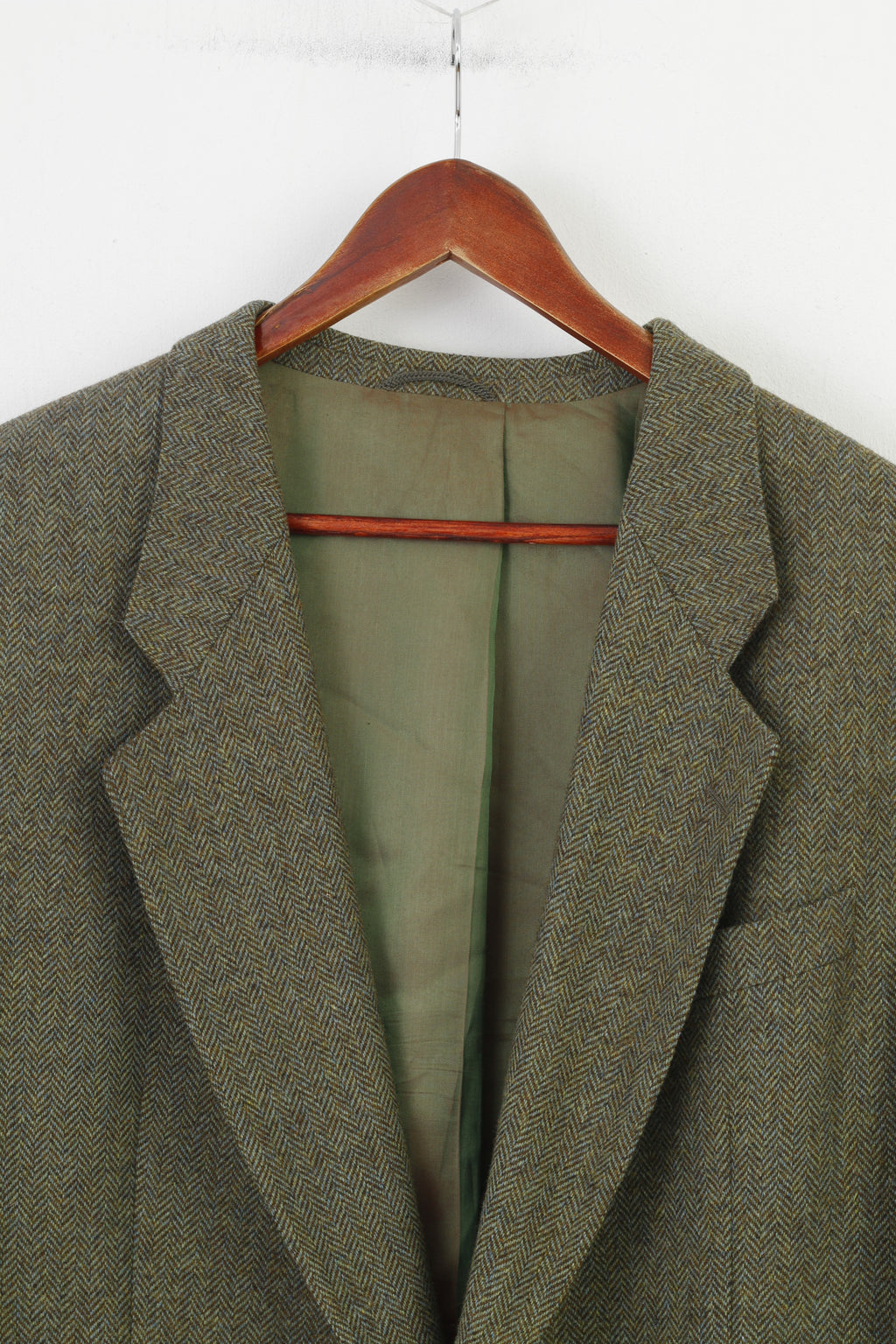 Kruger Uomo 48 XL Blazer Verde Lana Petto Elegante Giacca Vintage Konen Atelier Torino