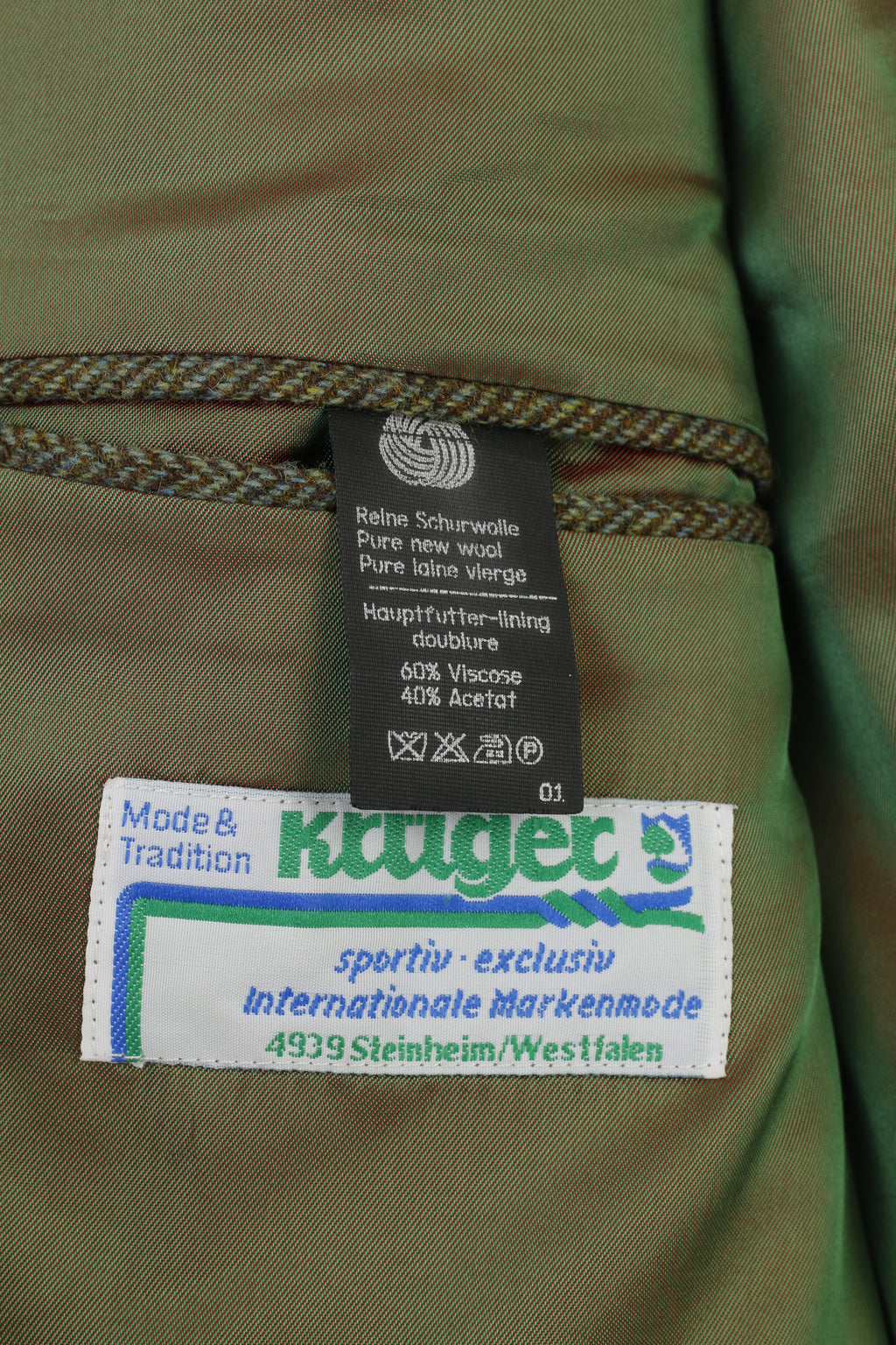 Kruger Uomo 48 XL Blazer Verde Lana Petto Elegante Giacca Vintage Konen Atelier Torino
