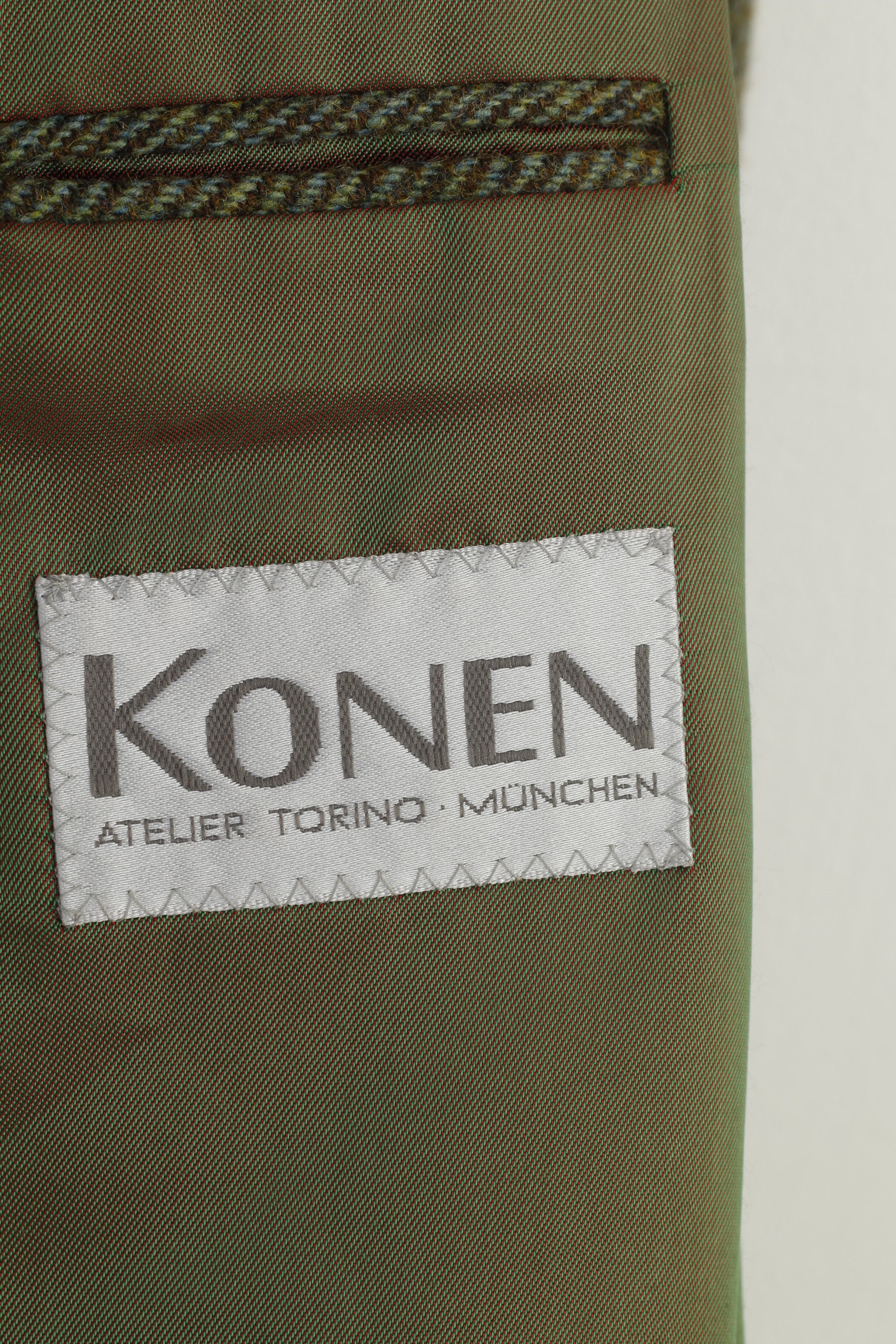 Kruger Uomo 48 XL Blazer Verde Lana Petto Elegante Giacca Vintage Konen Atelier Torino