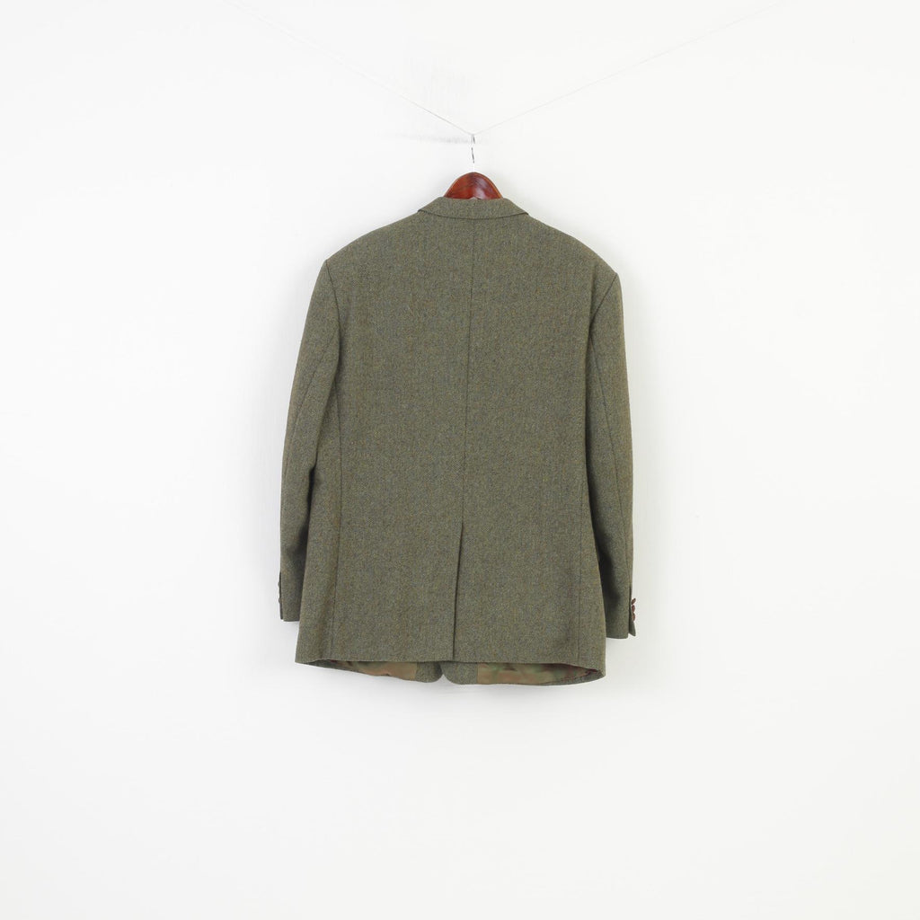 Kruger Uomo 48 XL Blazer Verde Lana Petto Elegante Giacca Vintage Konen Atelier Torino