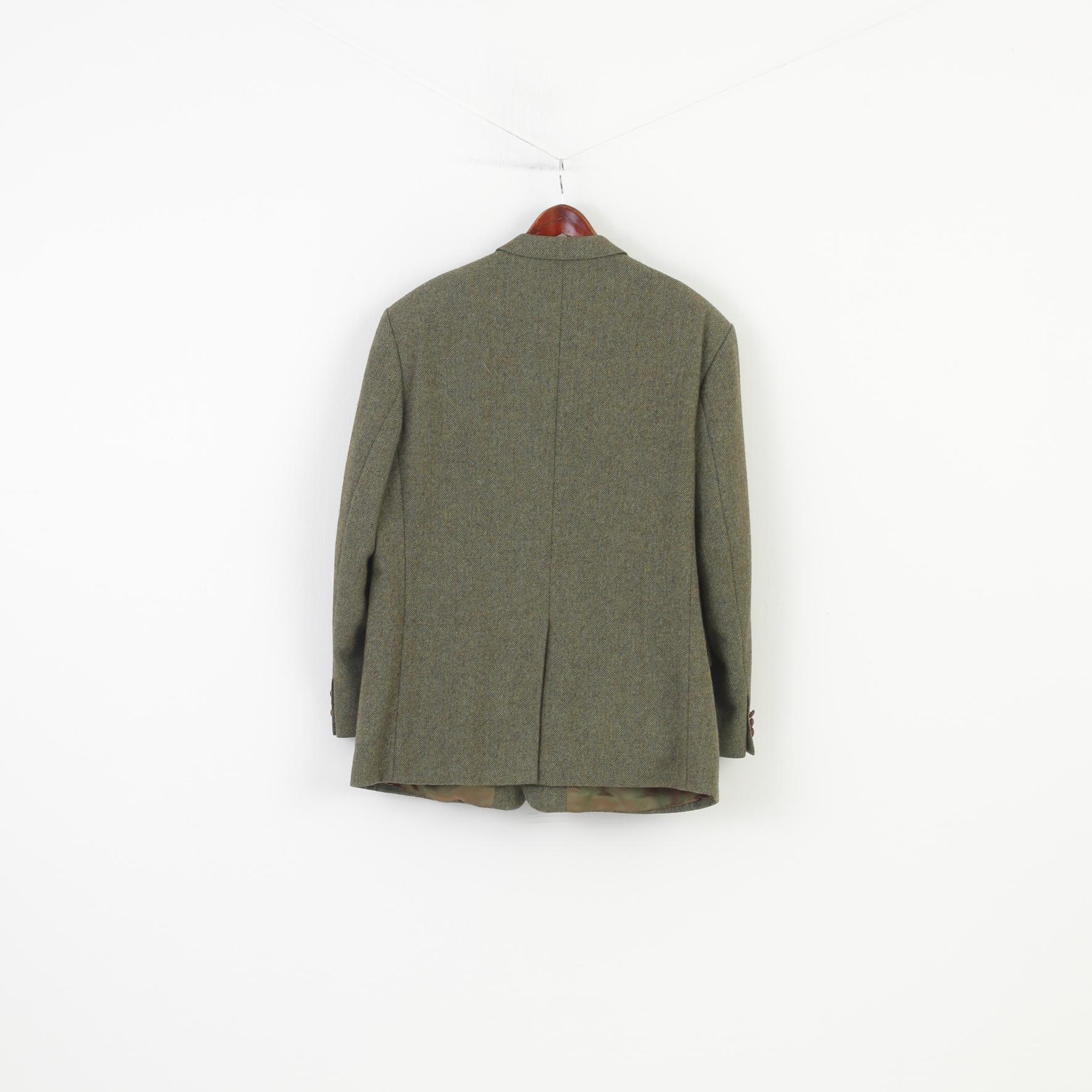 Kruger Uomo 48 XL Blazer Verde Lana Petto Elegante Giacca Vintage Konen Atelier Torino