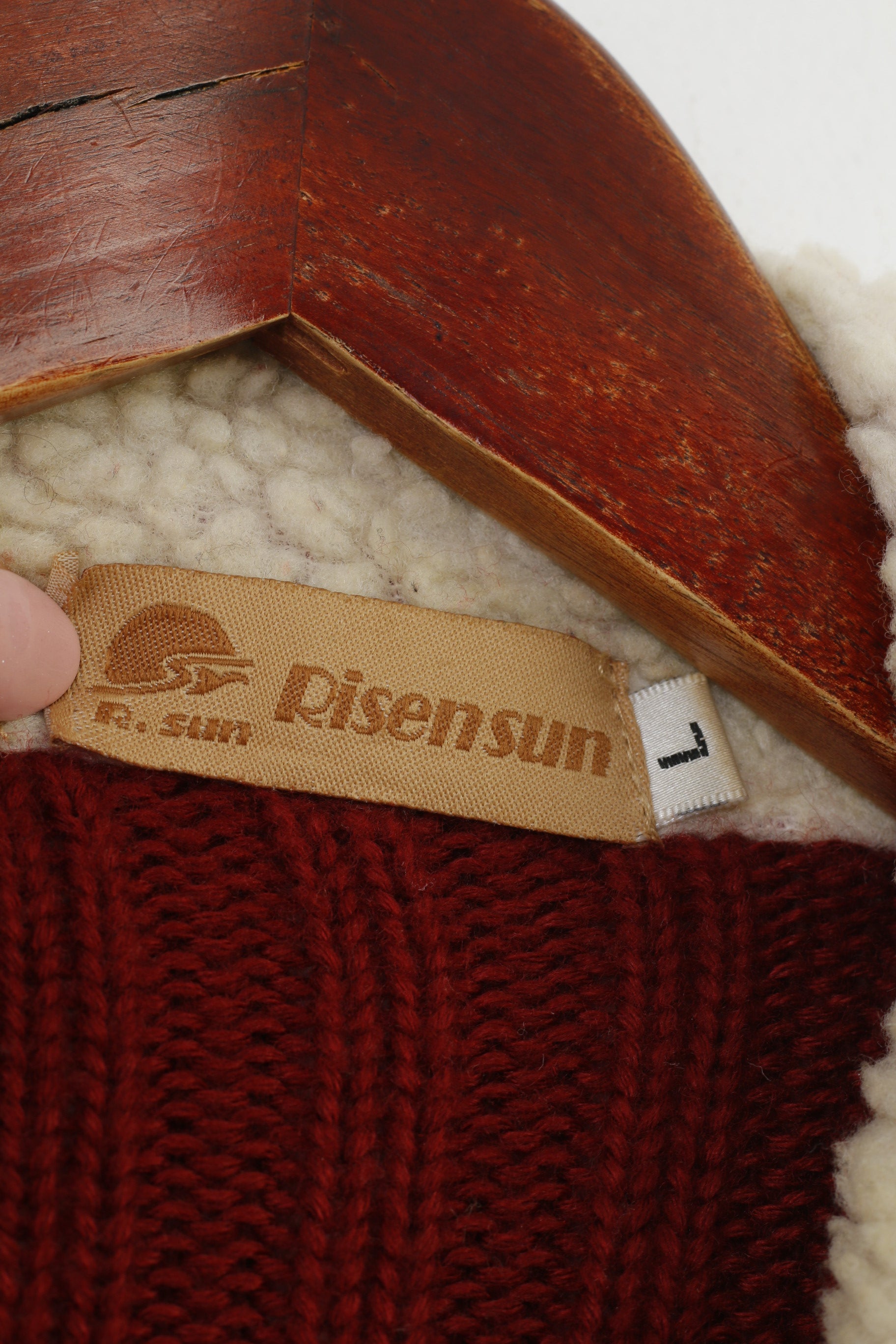 Risensun Donna L Giacca Rossa Colletto imbottito Tasche inferiori Giacca maglione vintage Top