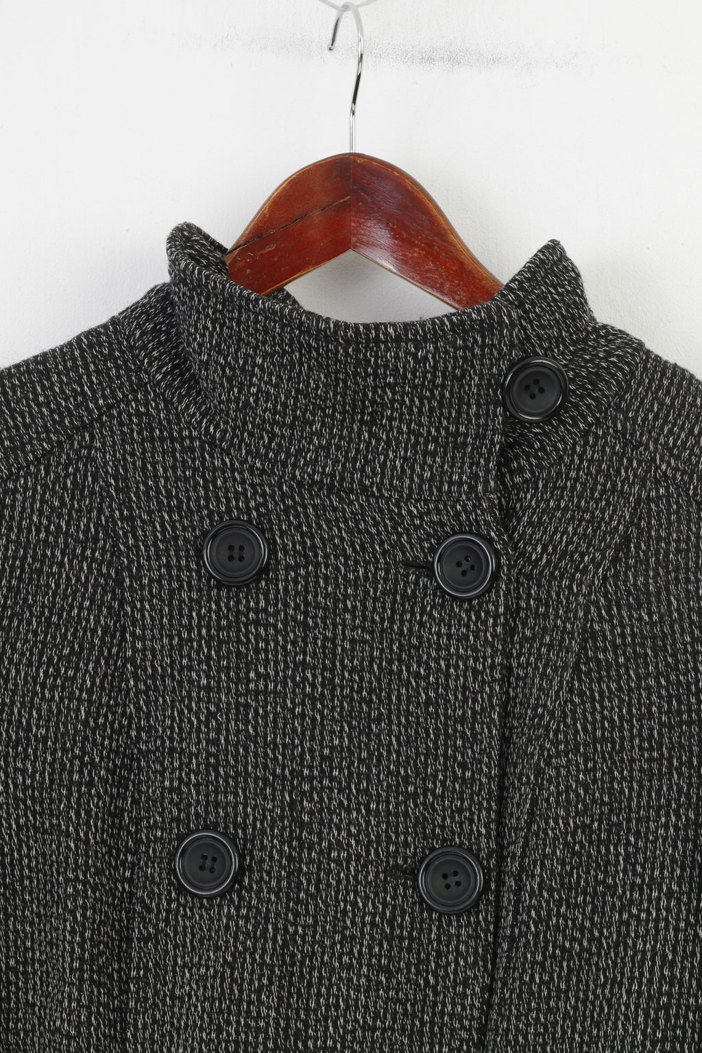 Staroma Woman 36 S Jacket Bottoms Collar Belt Black Padded Cashmere Wool Vintage Top