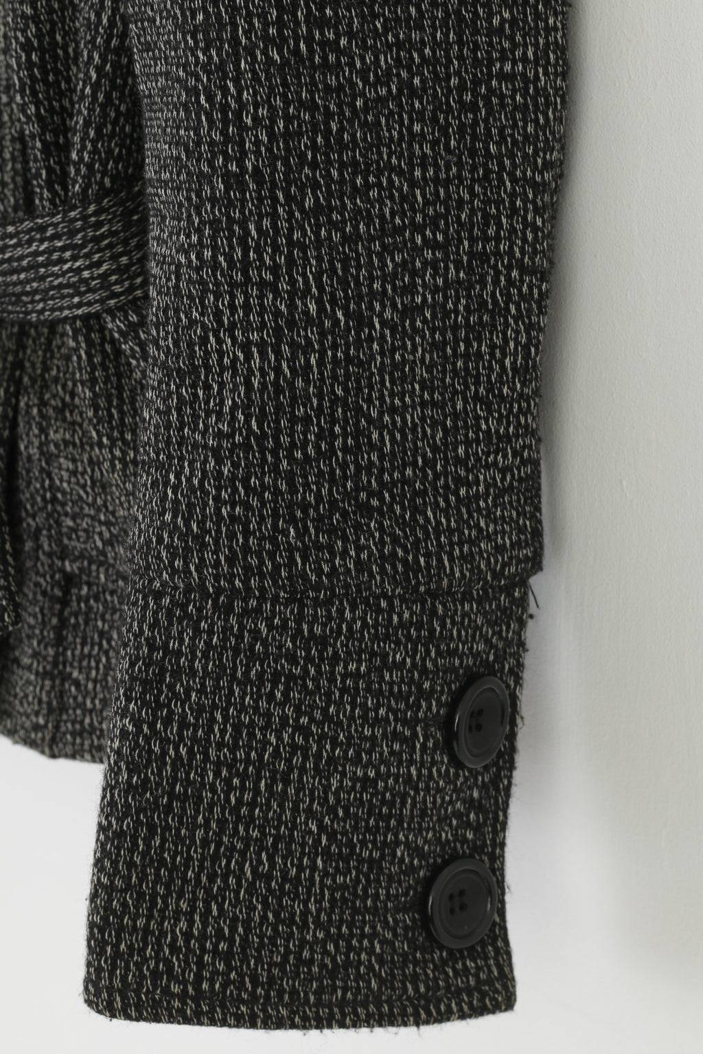 Staroma Woman 36 S Jacket Bottoms Collar Belt Black Padded Cashmere Wool Vintage Top