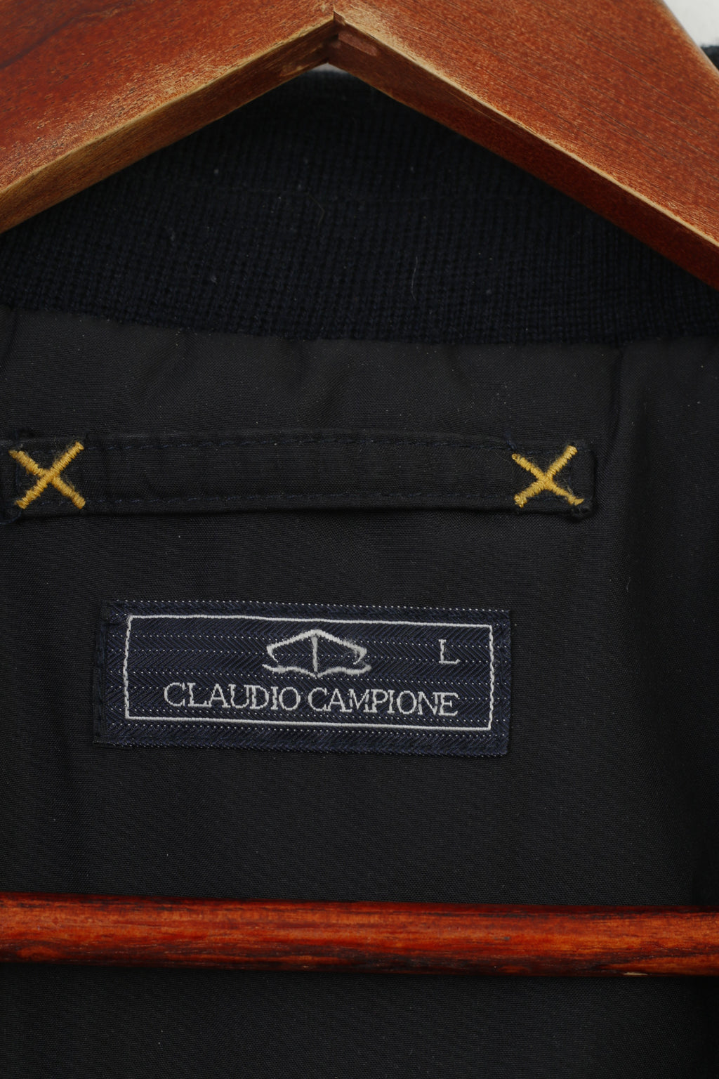Claudio Campione Men L Sweater Navy Wool Vintage Full Zipper Knittwear Top