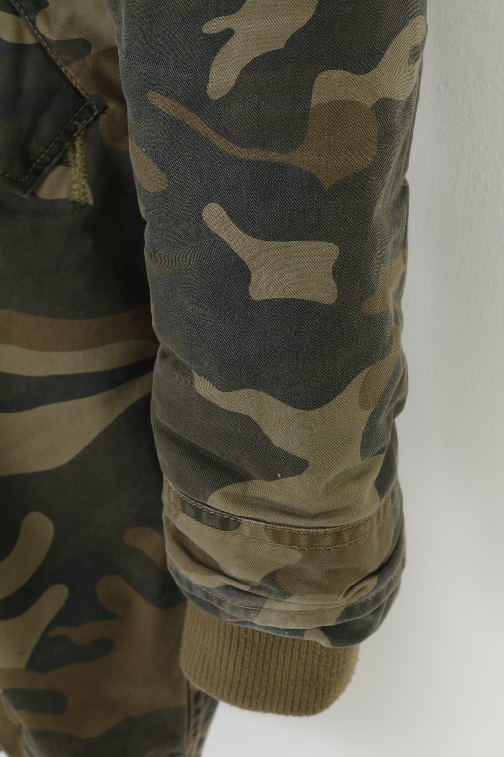 Stegol Men XL (L) Jacket Green Moro Padded Hood Full Zipper Vintage Cotton Top