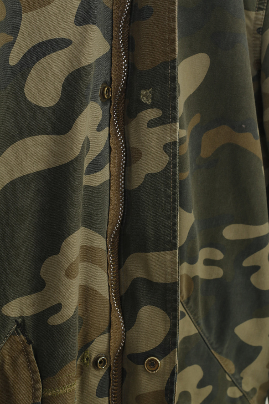 Stegol Men XL (L) Jacket Green Moro Padded Hood Full Zipper Vintage Cotton Top