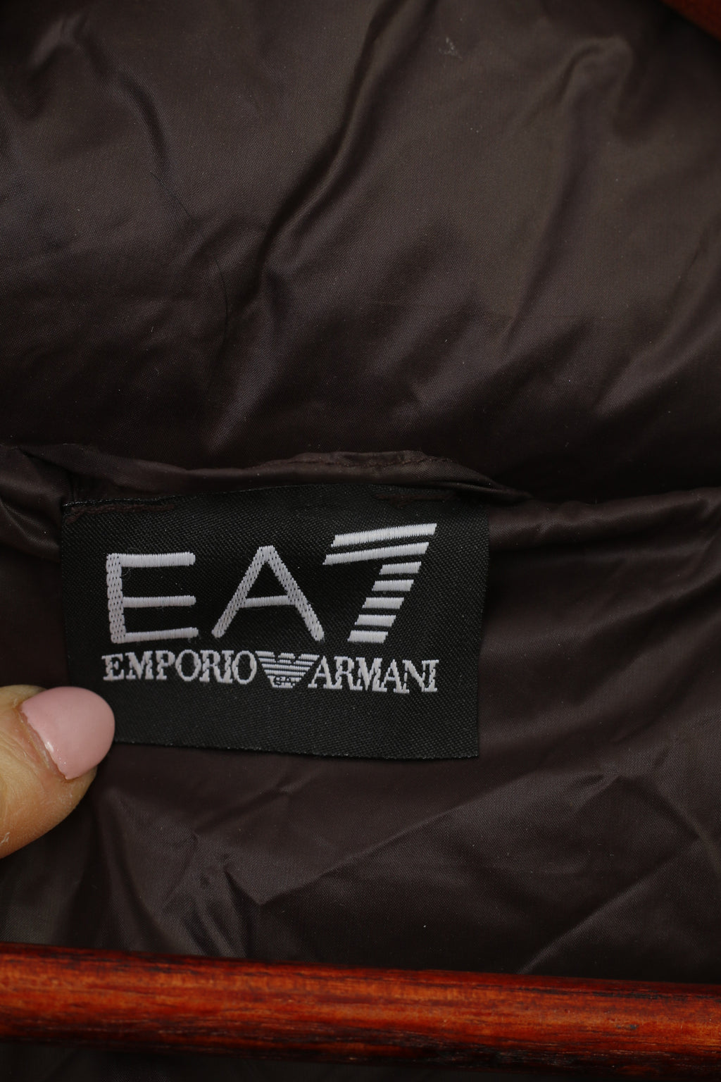 Emporio Armani Woman M Jacket Brown Shiny Nylon Waterproof Full Zipper Top