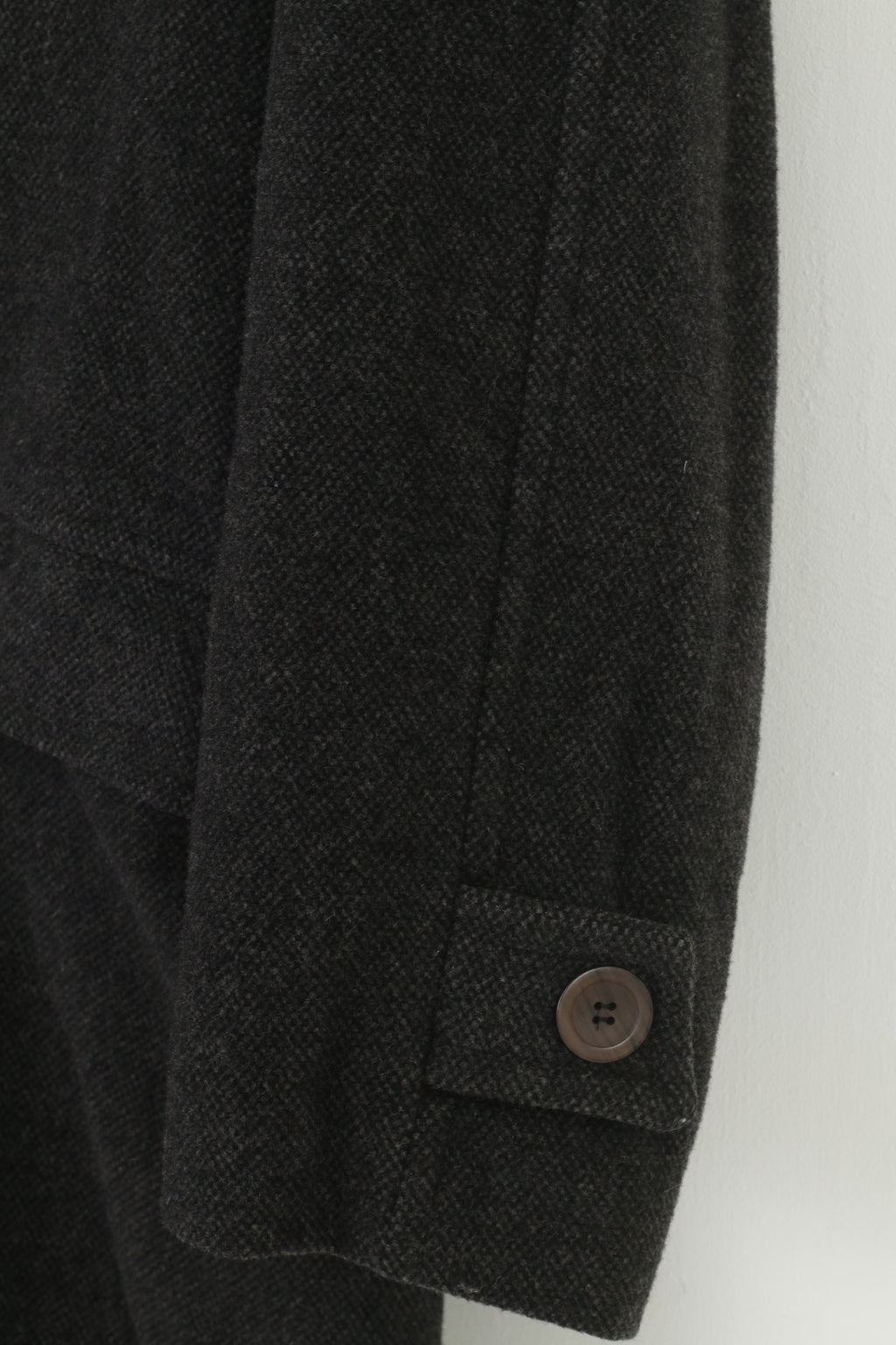 Tomaszek Men L Coat Charcoal Wool Cashmere Italy Shoulder Pads Vintage Top