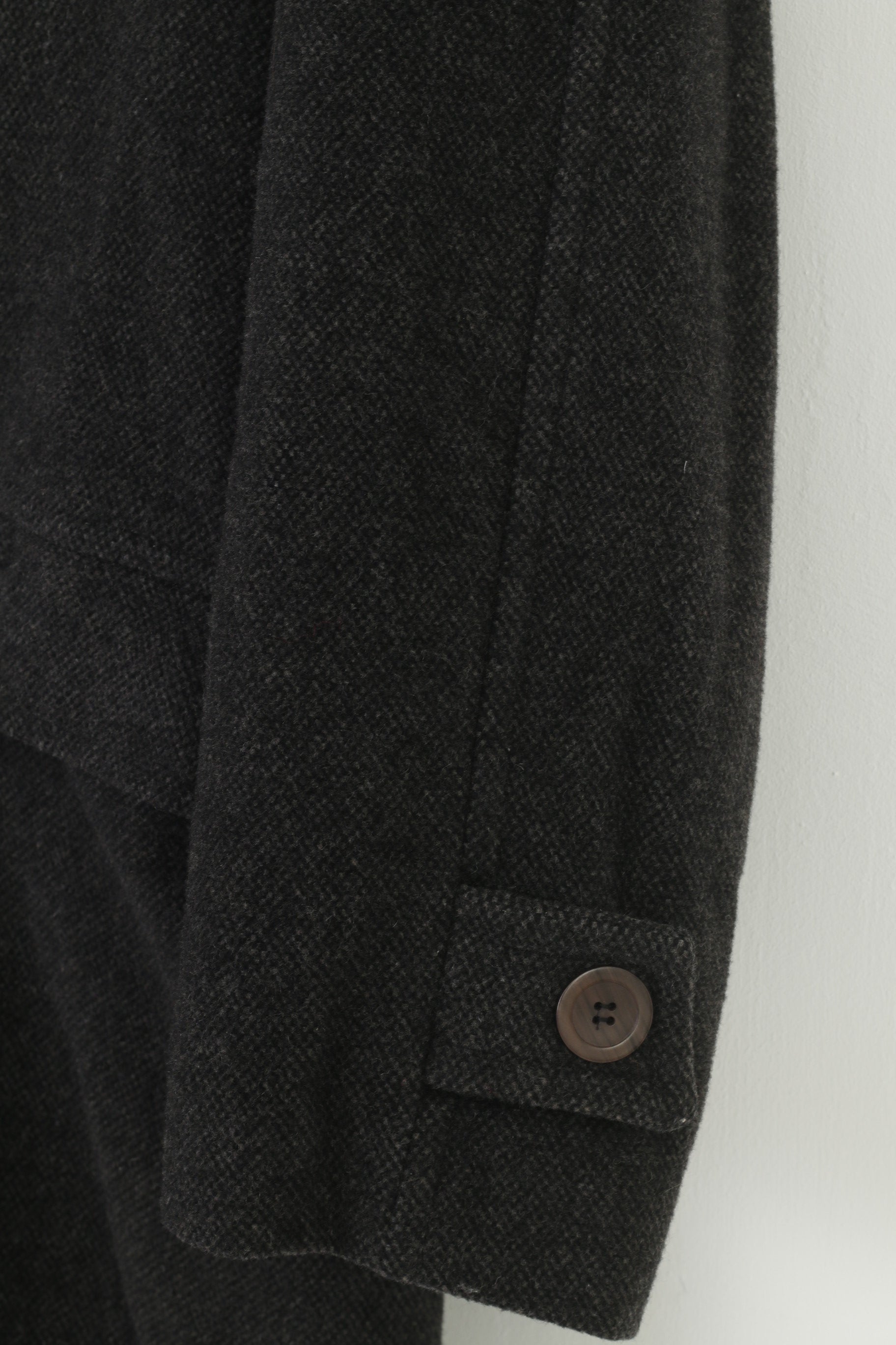 Tomaszek Men L Coat Charcoal Wool Cashmere Italy Shoulder Pads Vintage Top