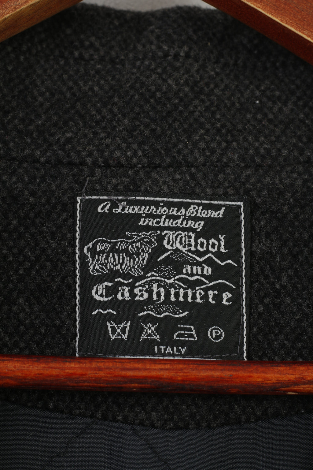 Tomaszek Men L Coat Charcoal Wool Cashmere Italy Shoulder Pads Vintage Top