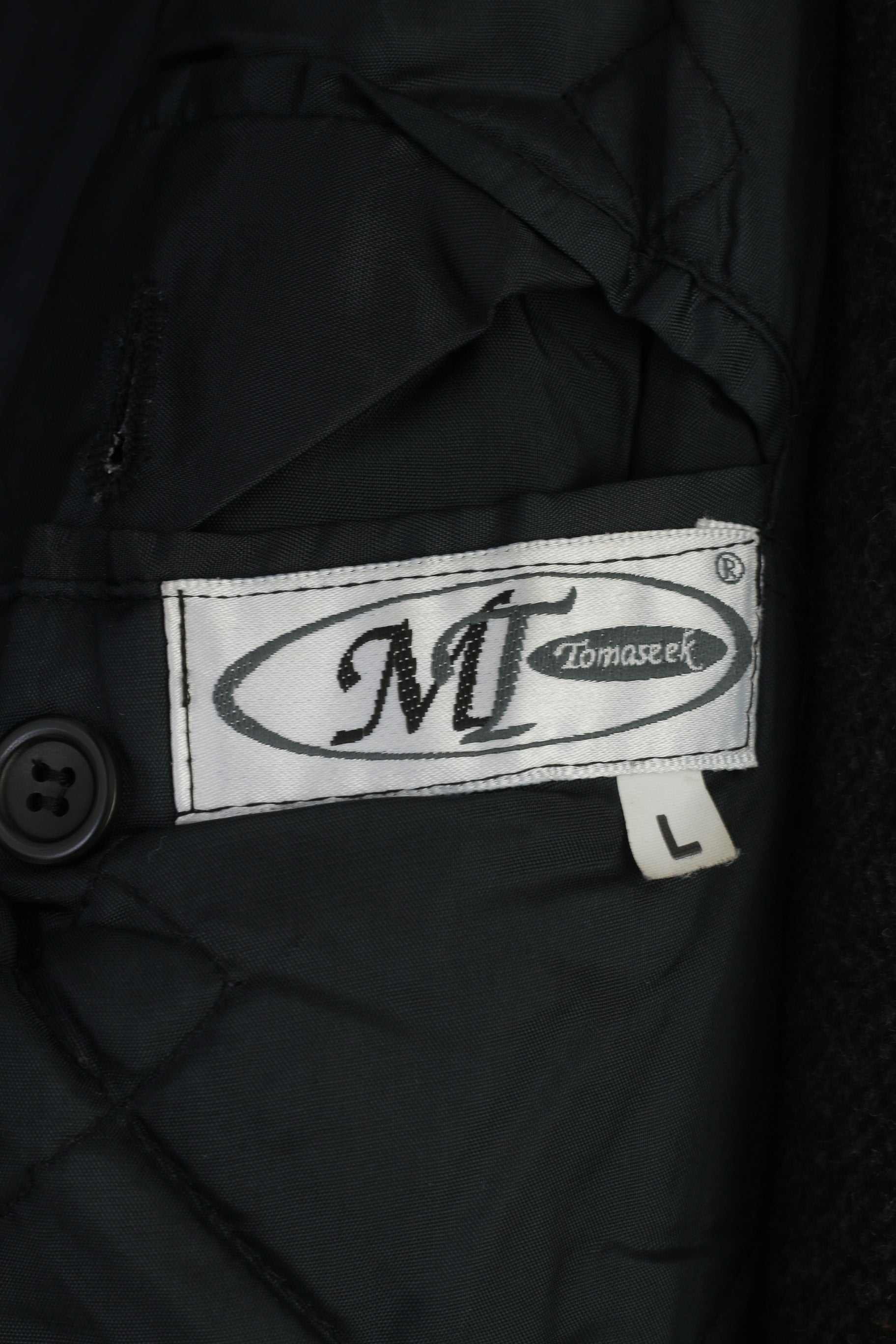 Tomaszek Men L Coat Charcoal Wool Cashmere Italy Shoulder Pads Vintage Top