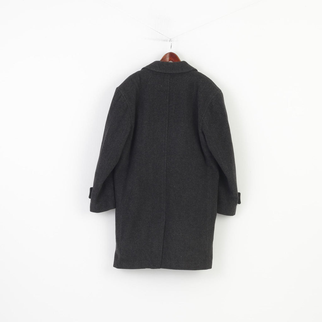 Tomaszek Men L Coat Charcoal Wool Cashmere Italy Shoulder Pads Vintage Top