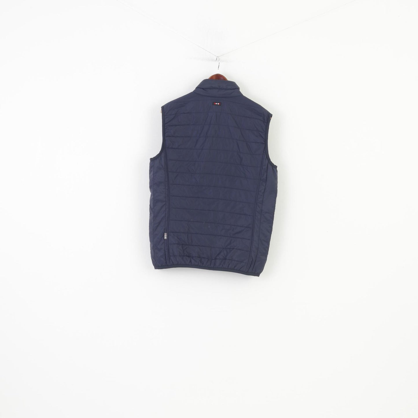 Napapijri Gilet da uomo a L blu scuro imbottito con cerniera intera, colletto slim fit, top in poliammide